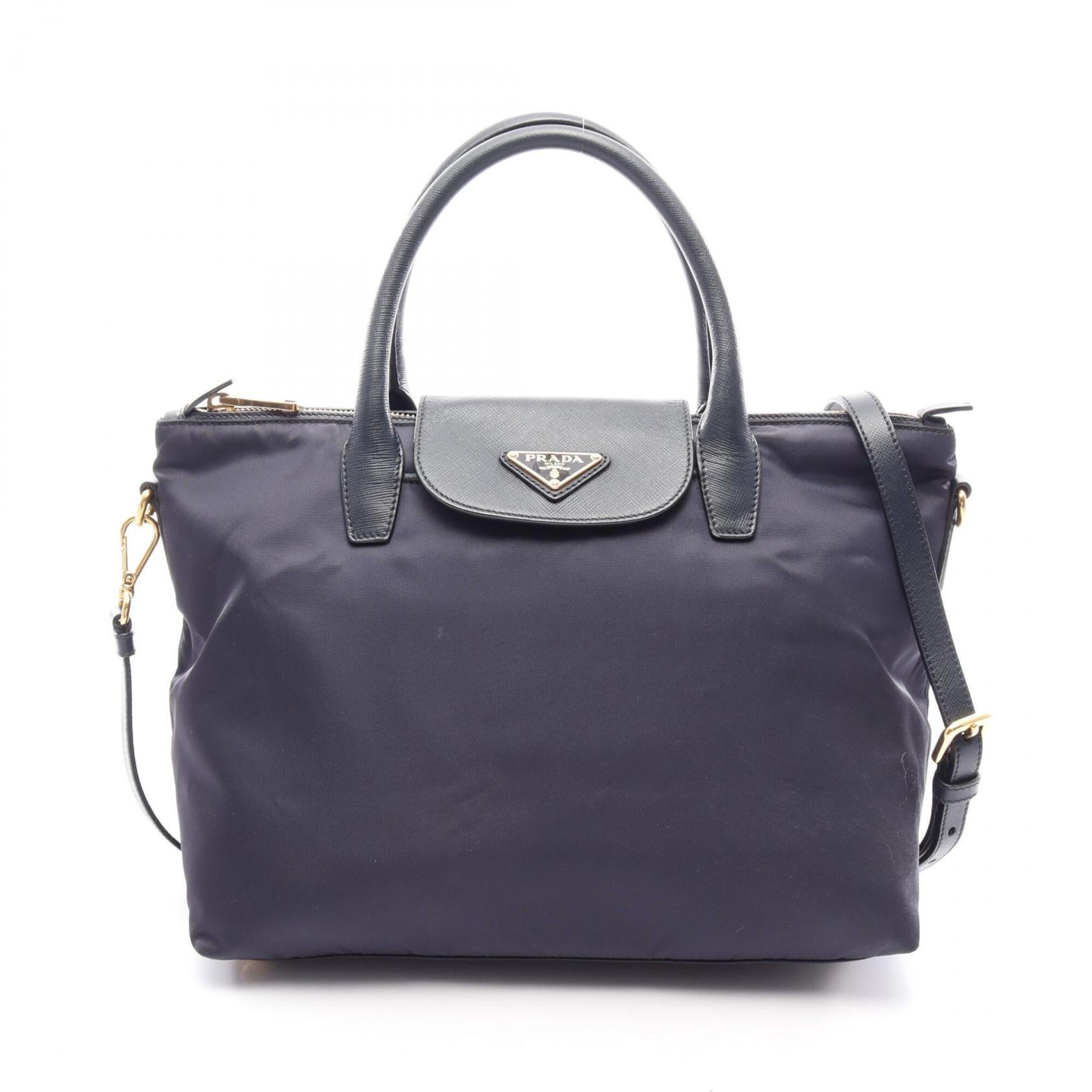 Prada Navy Nylon Saffiano Triangle Handbag (Pre-Owned)