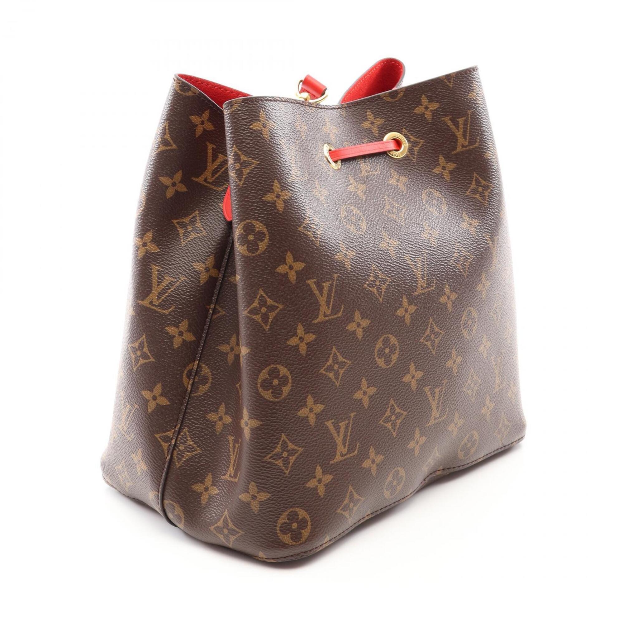 Louis Vuitton Brown Monogram Red Color Coated Canvas Leather Handbag Shoulder Bag (Pre-Owned)