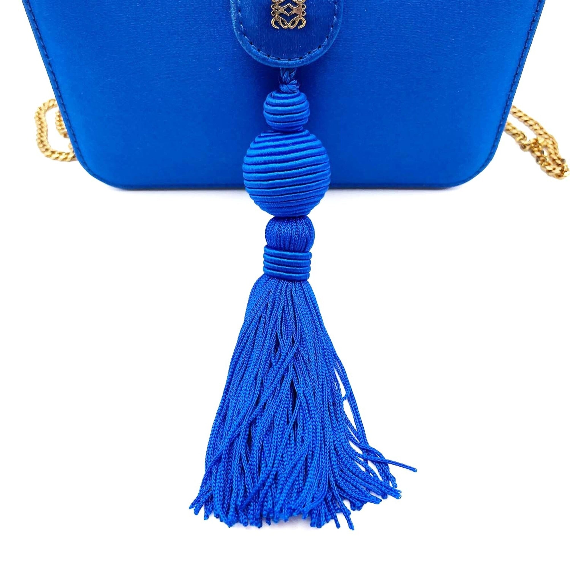 Loewe Blue Satin Clutch Bag Shoulder Bag (Pre-Owned)
