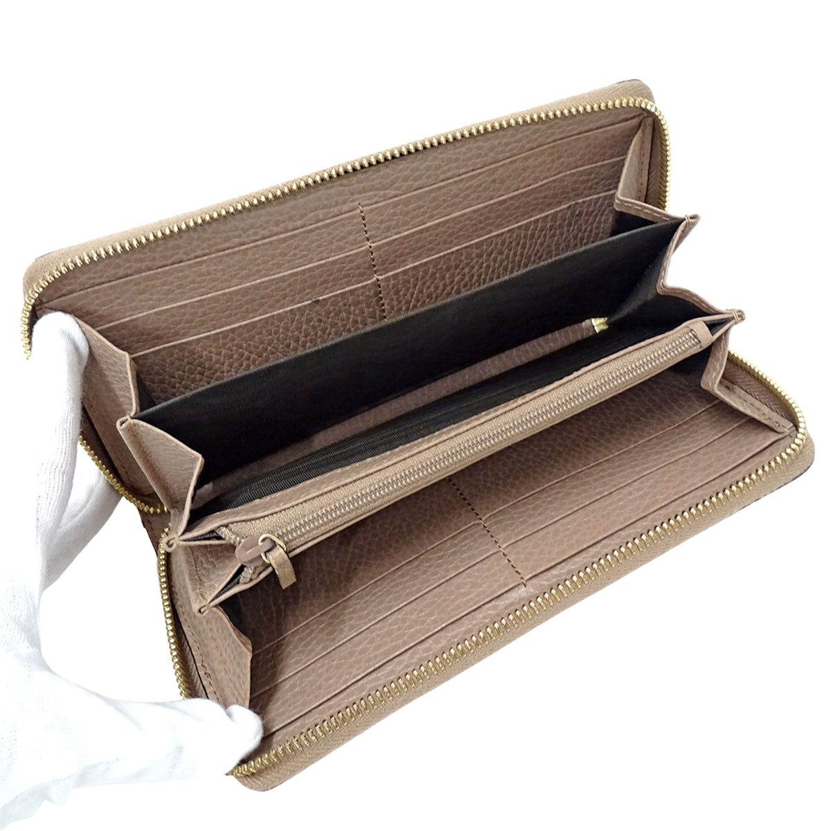 Gucci Gg Supreme Brown Pink Beige Gg Supreme Long Wallet (Bi-Fold) (Pre-Owned)