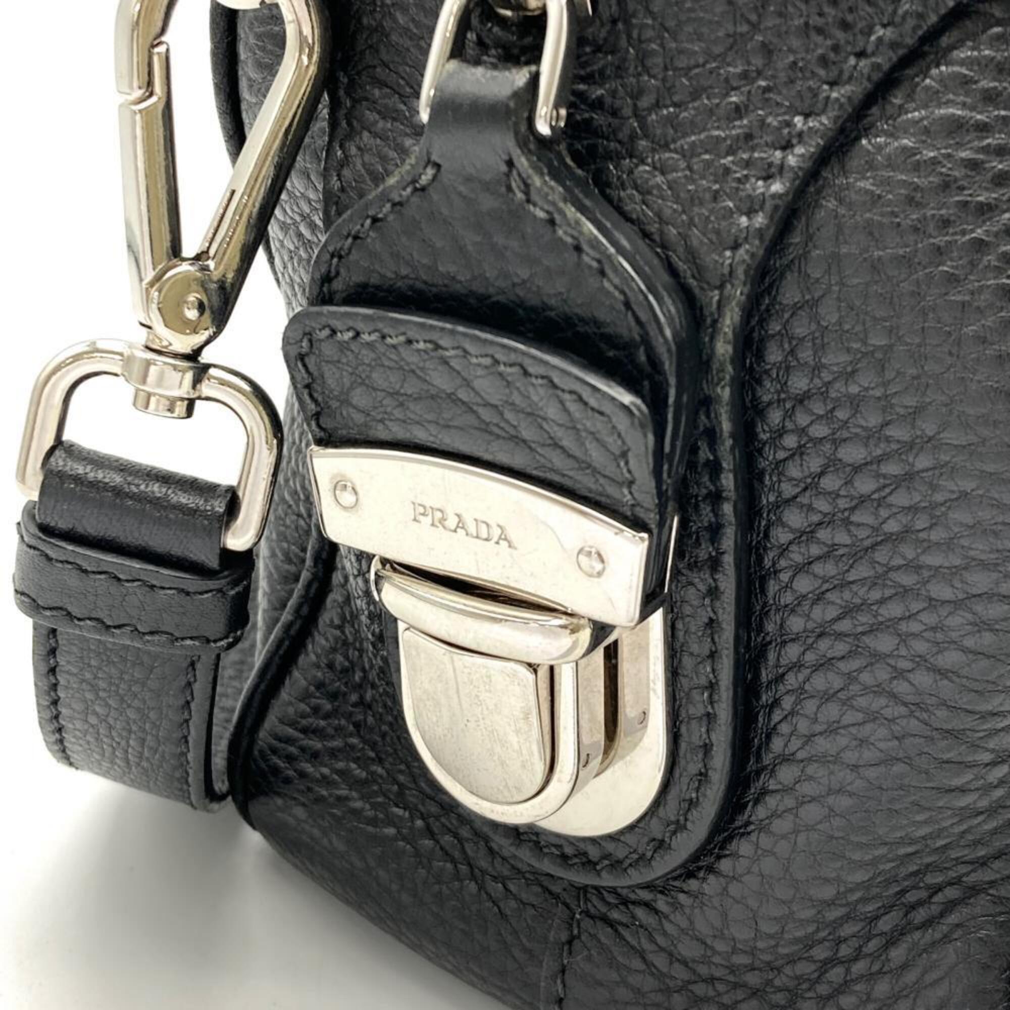 Prada Black Leather Handbag Shoulder Bag (Pre-Owned)