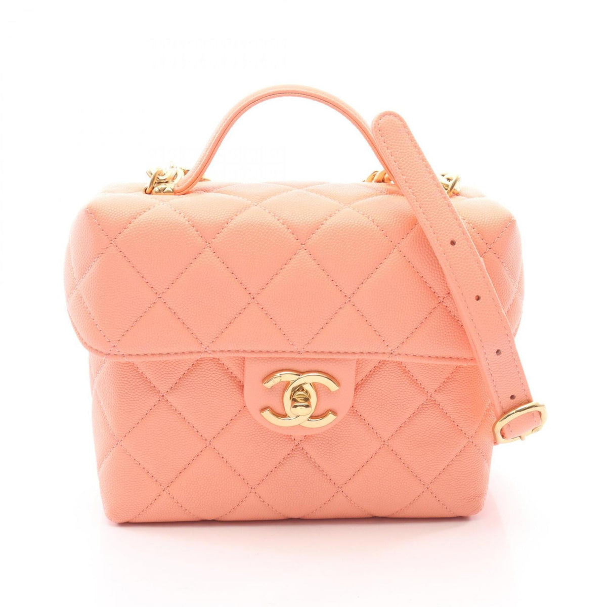 Chanel Pink Grained Calfskin Handbag Shoulder Bag Vanity Bag (Pre-Owned)