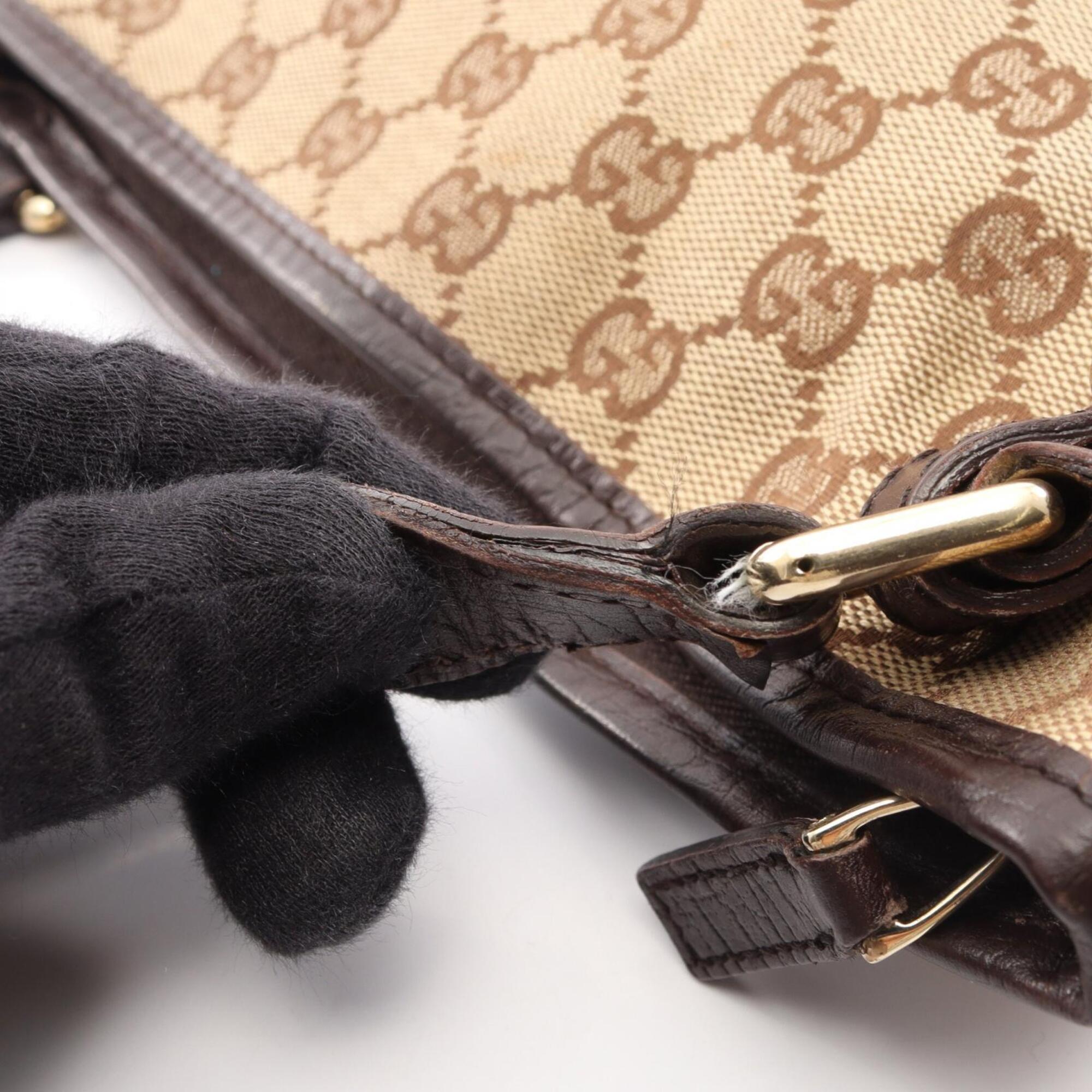 Gucci Beige Brown Multi-Color Canvas Leather Handbag Shoulder Bag (Pre-Owned)