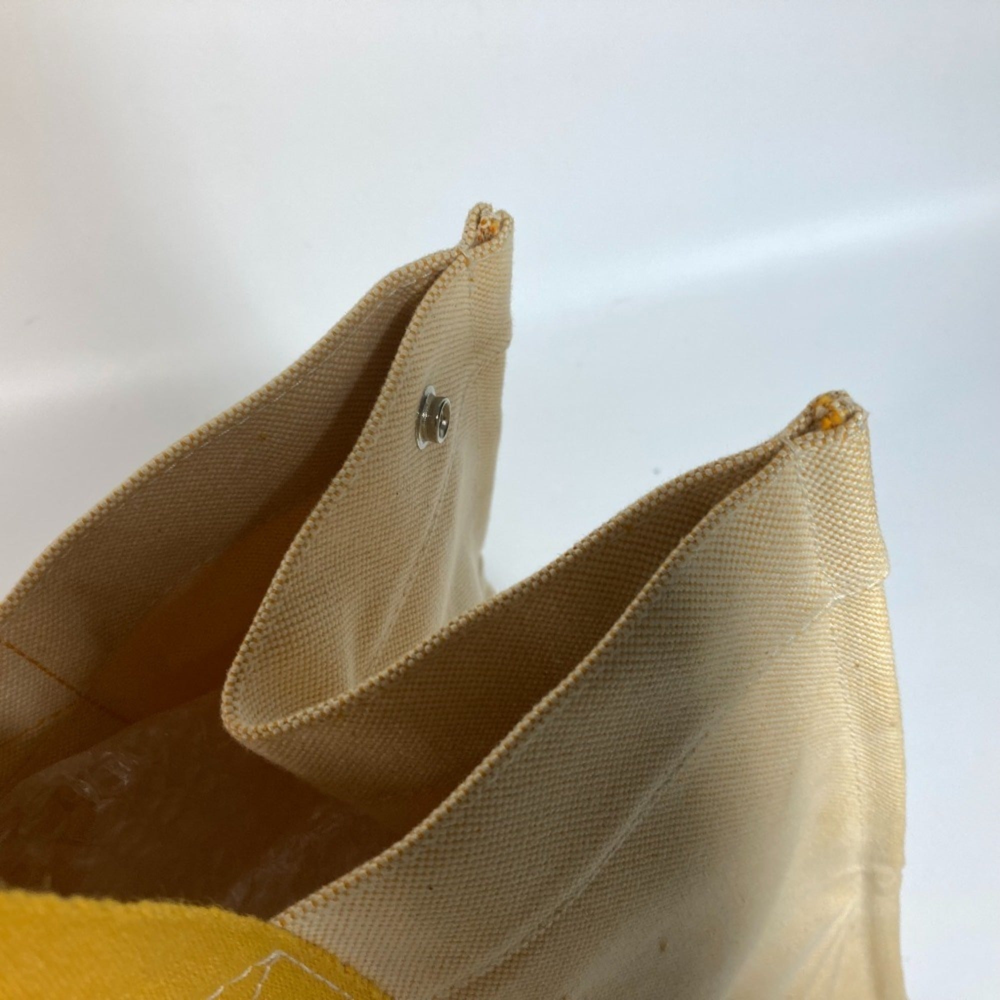 Hermes Yellow Canvas Shoulder Bag Tote Bag (Pre-Owned)