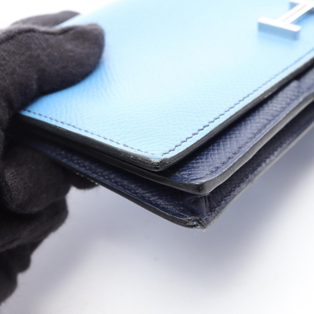 Hermes Bleu Saphir Blue Blue Paradise Navy Epsom Leather Long Wallet (Bi-Fold) (Pre-Owned)