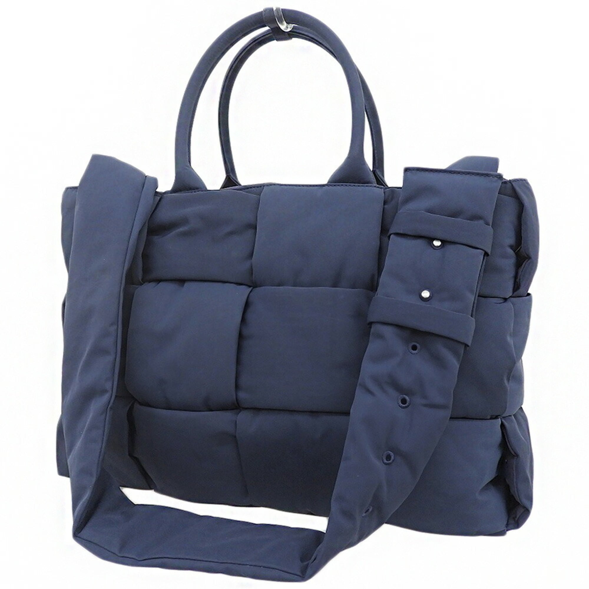 Bottega Veneta Navy Nylon Shoulder Bag Tote Bag (Pre-Owned)