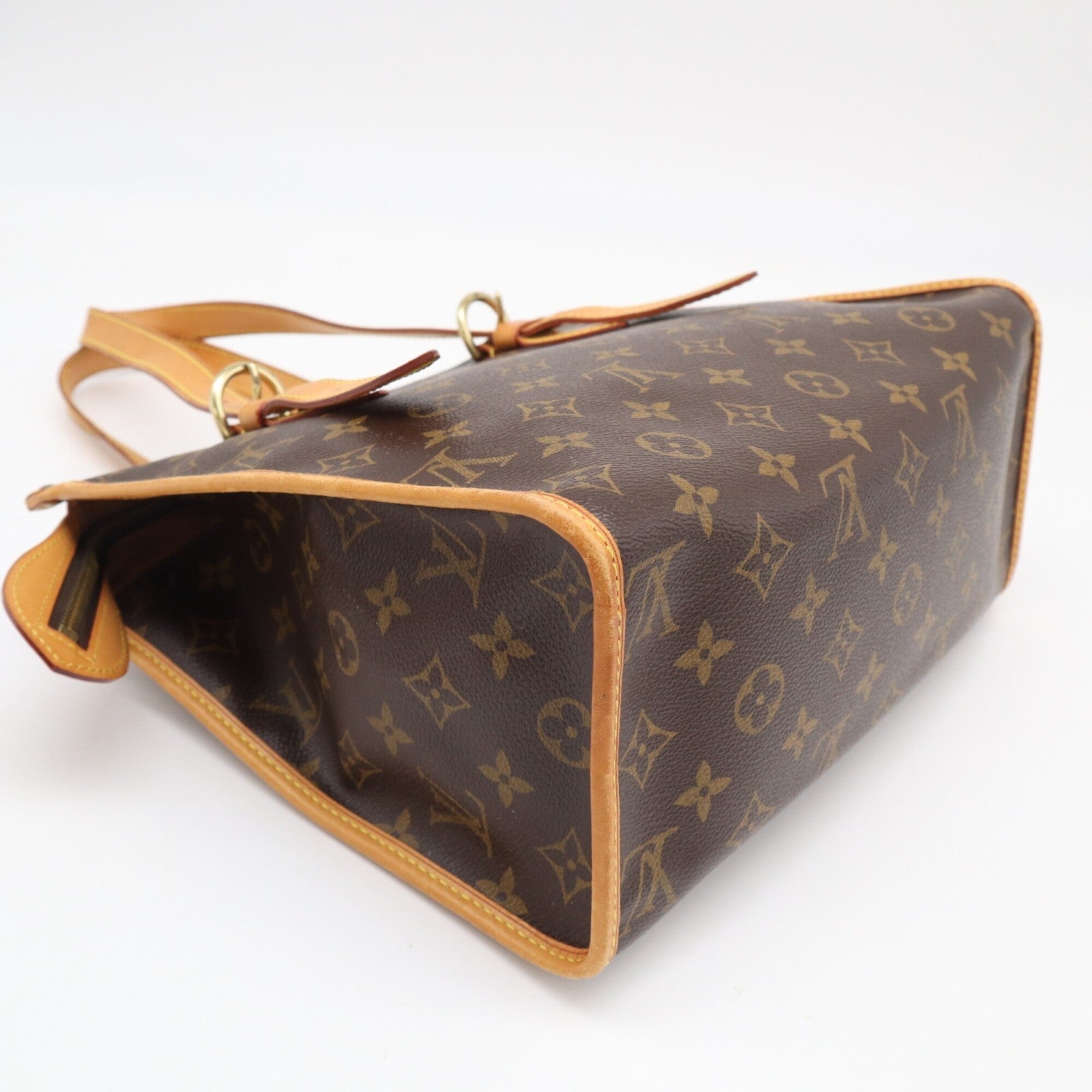 Louis Vuitton Monogram Beige Brown Coated Canvas Leather Handbag (Pre-Owned)