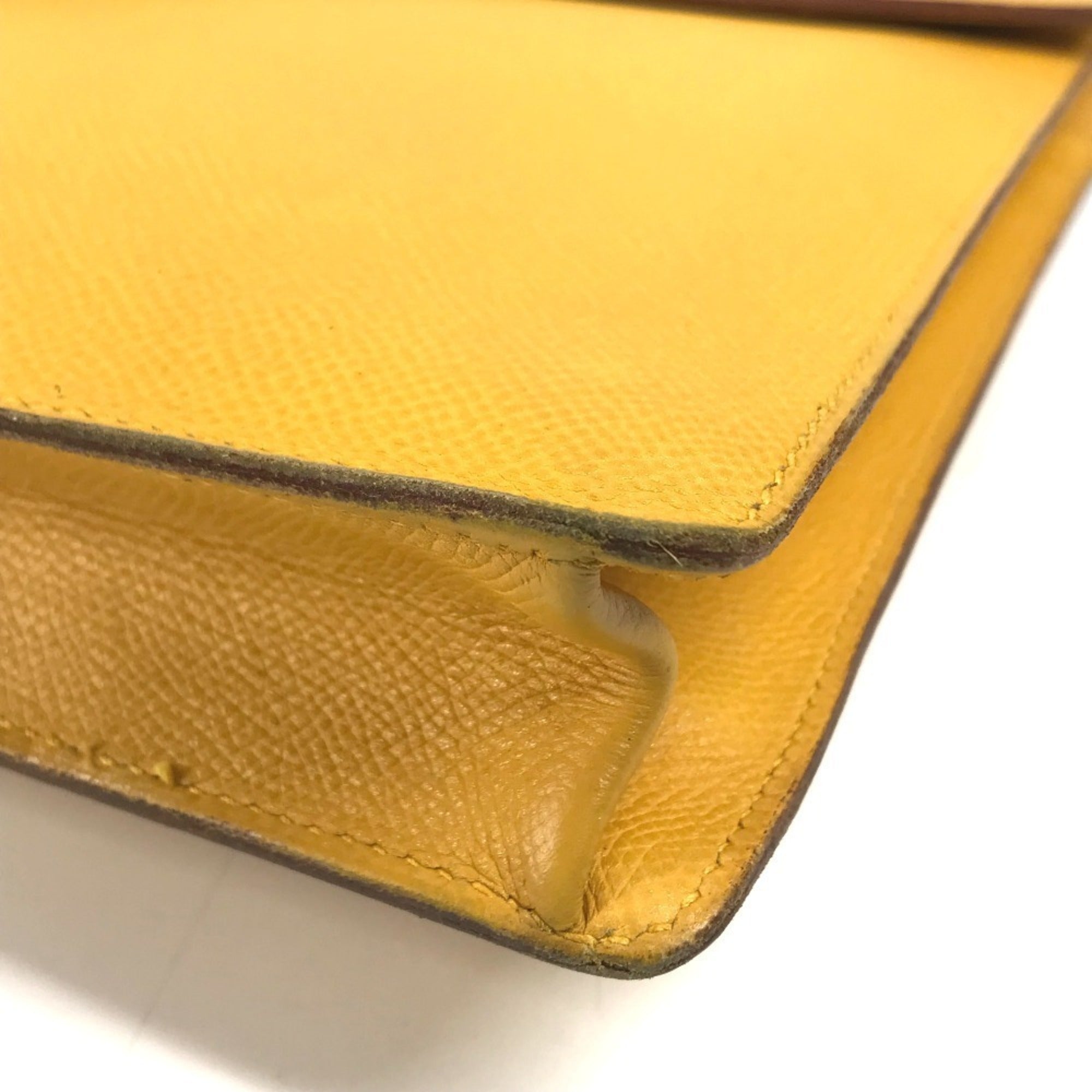 Hermes Yellow Courchevel Leather Briefcase Handbag (Pre-Owned)