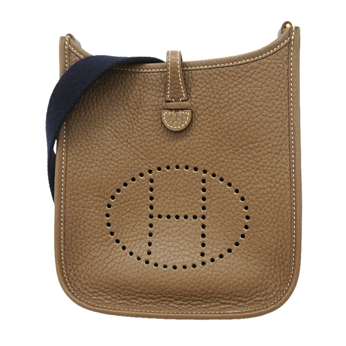 Hermes Etoupe Gray Taurillon Clemence Leather Shoulder Bag (Pre-Owned)