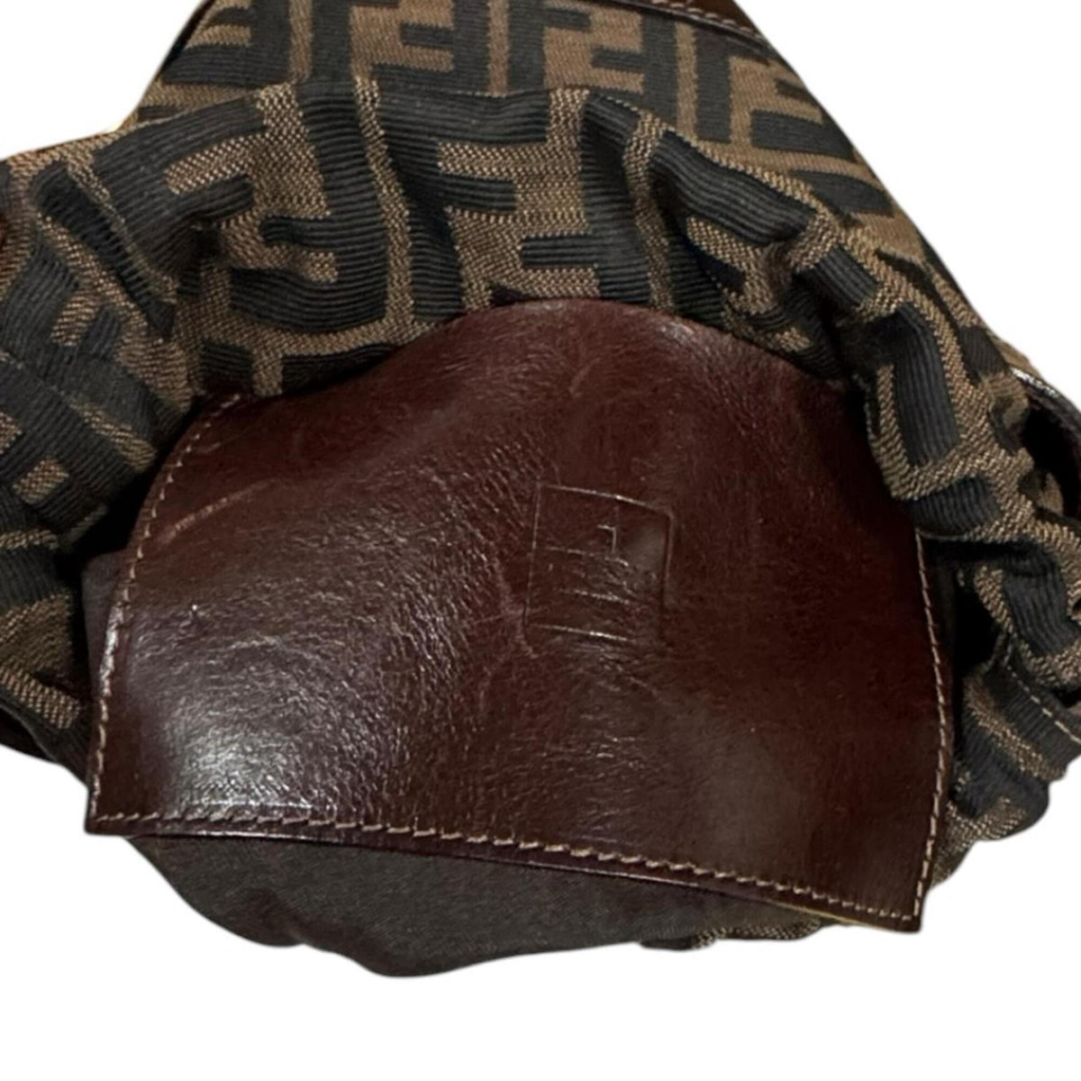 Fendi Black Brown Canvas Leather Handbag (Pre-Owned)