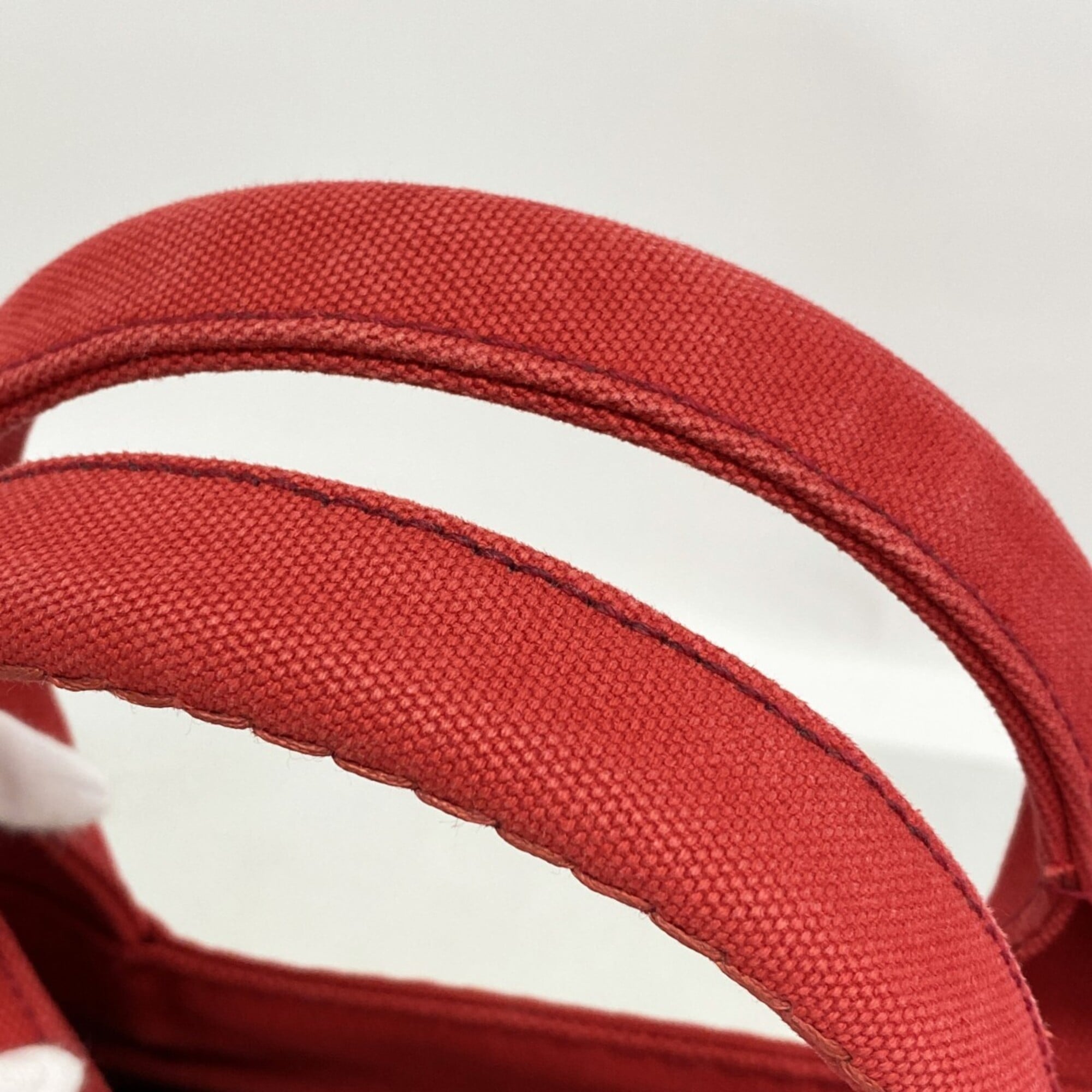 Prada Red Color Canvas Tote Bag (Pre-Owned)