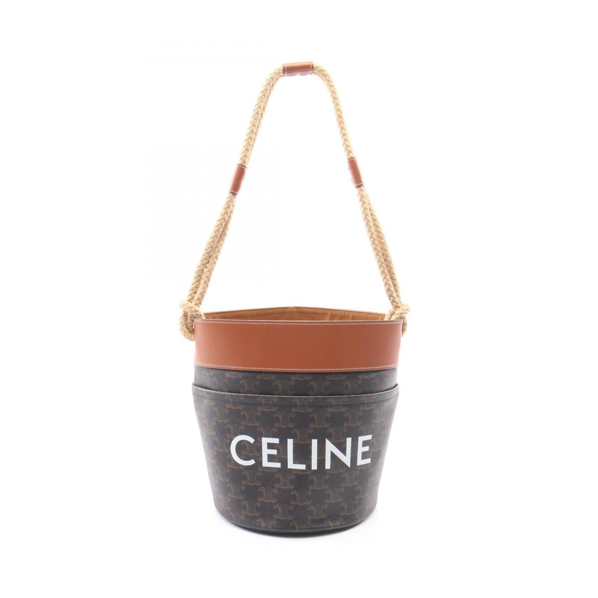 Celine Black Brown Coated Canvas Leather Handbag Shoulder Bag (Pre-Owned)