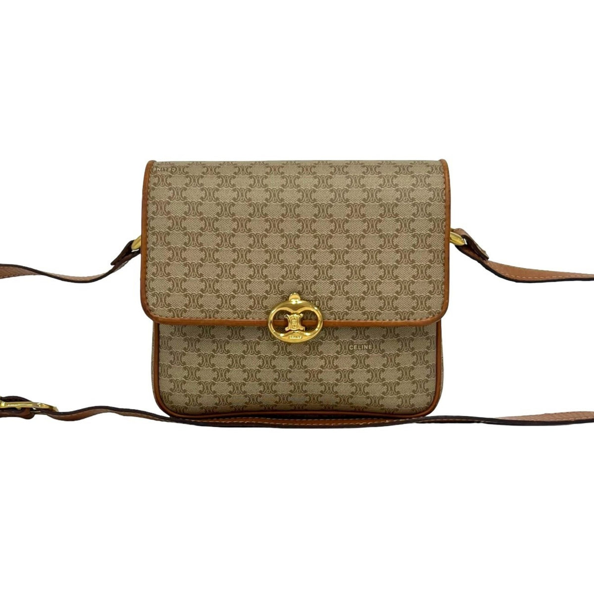 Celine Beige Brown Leather Pvc Pochette Shoulder Bag (Pre-Owned)