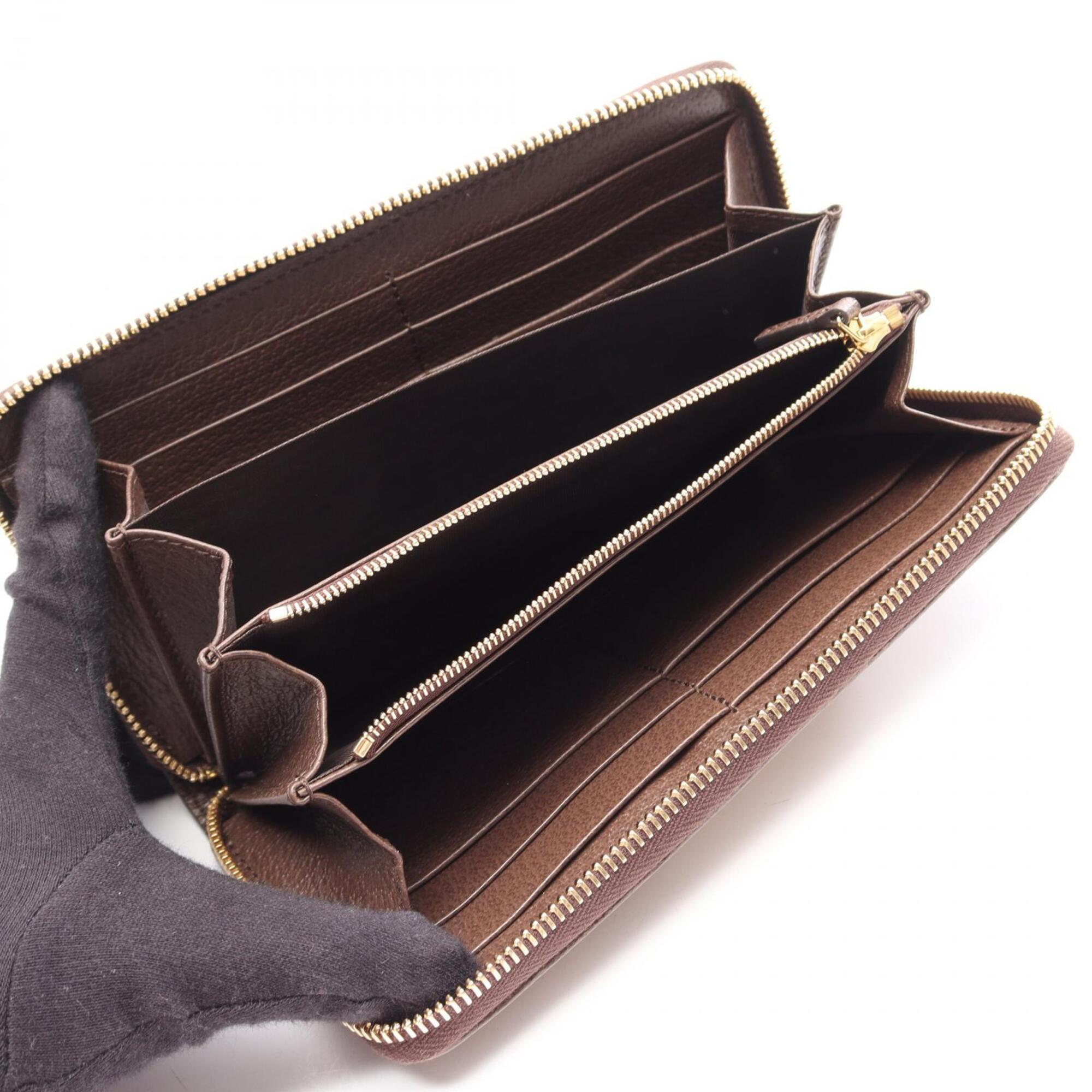 Gucci Beige Brown Canvas Leather Long Wallet (Bi-Fold) (Pre-Owned)