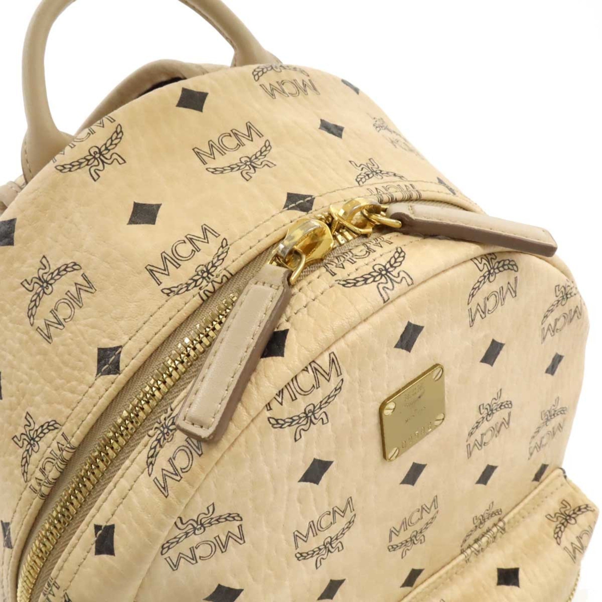 Mcm Beige Leather Backpack (Pre-Owned)