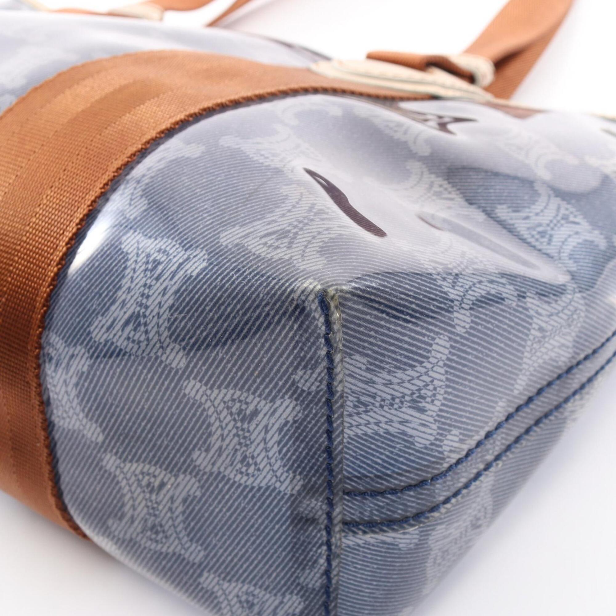 Celine Brown Navy Vinyl Leather Handbag Tote Bag (Pre-Owned)