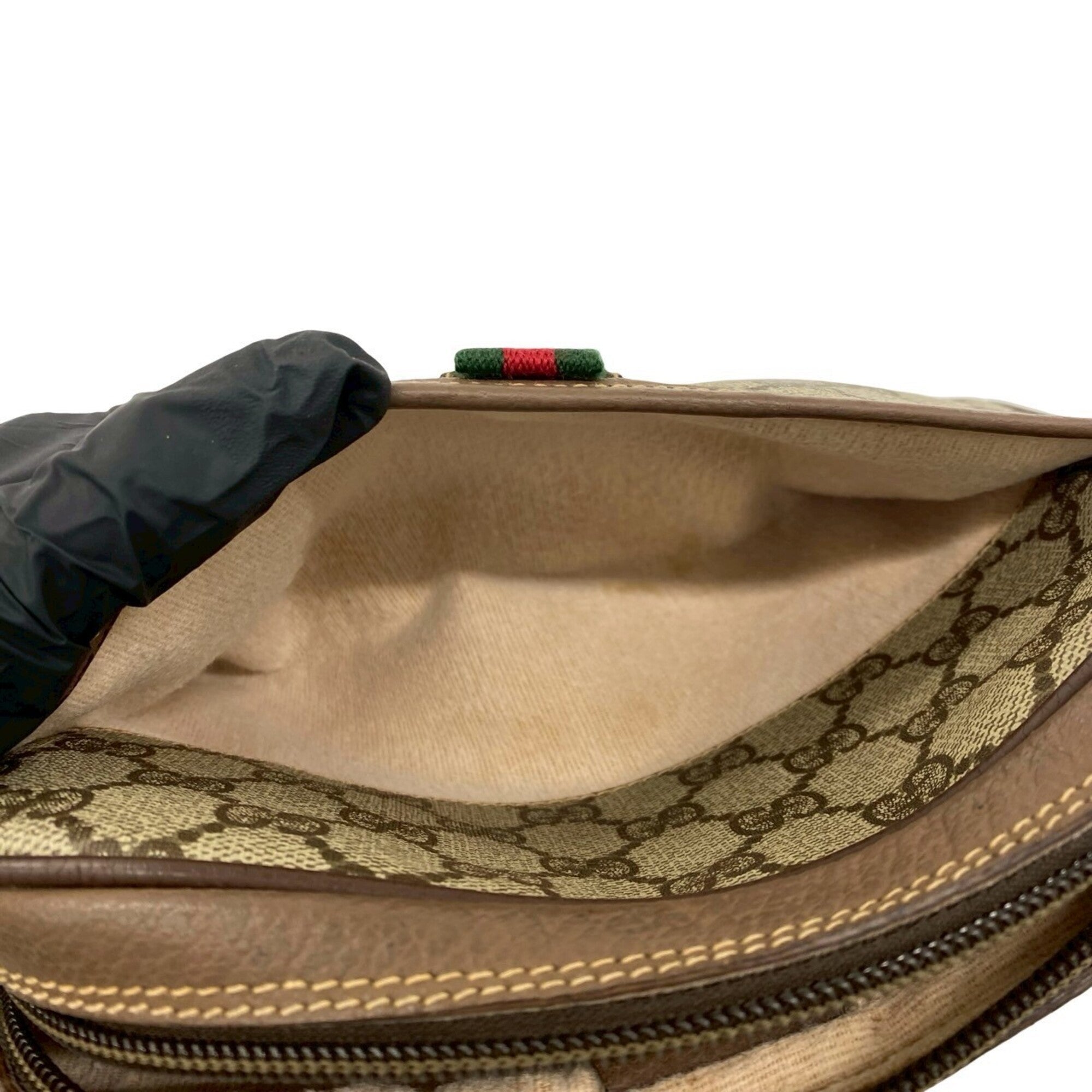 Gucci Brown Green Red Color Pvc Leather Shoulder Bag (Pre-Owned)