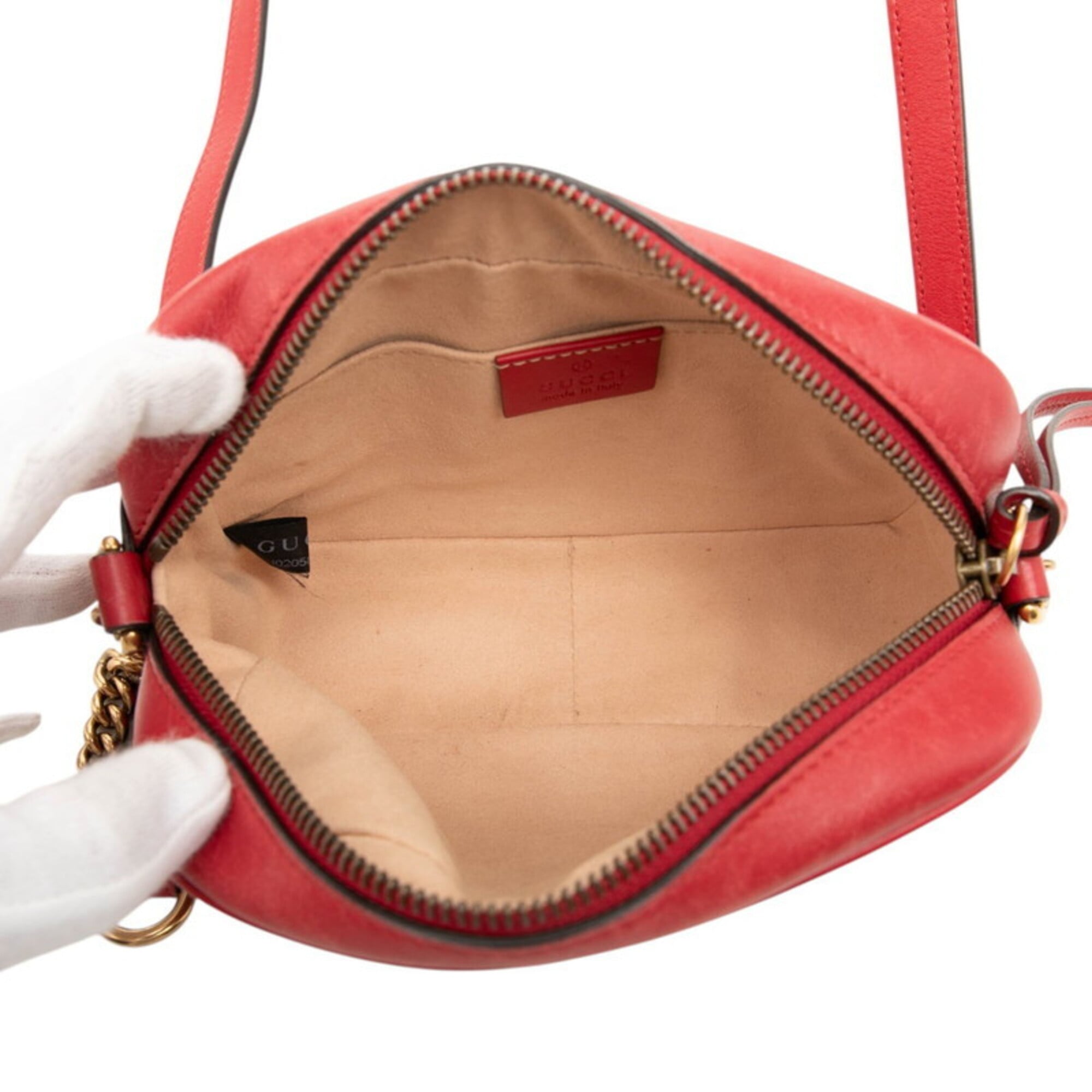 Gucci Red Color Quilting Shoulder Bag (Pre-Owned)