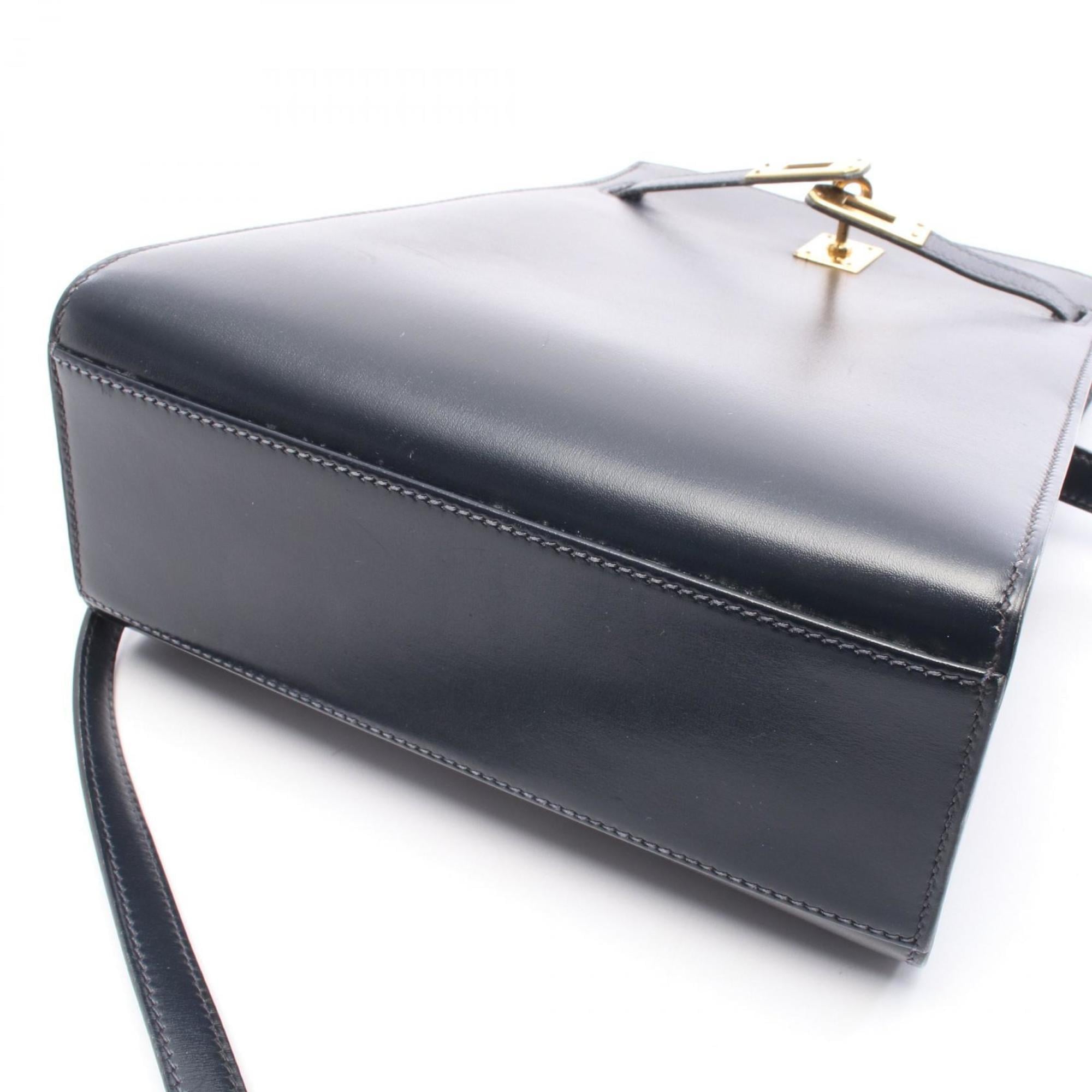 Hermes Navy Leather Shoulder Bag (Pre-Owned)