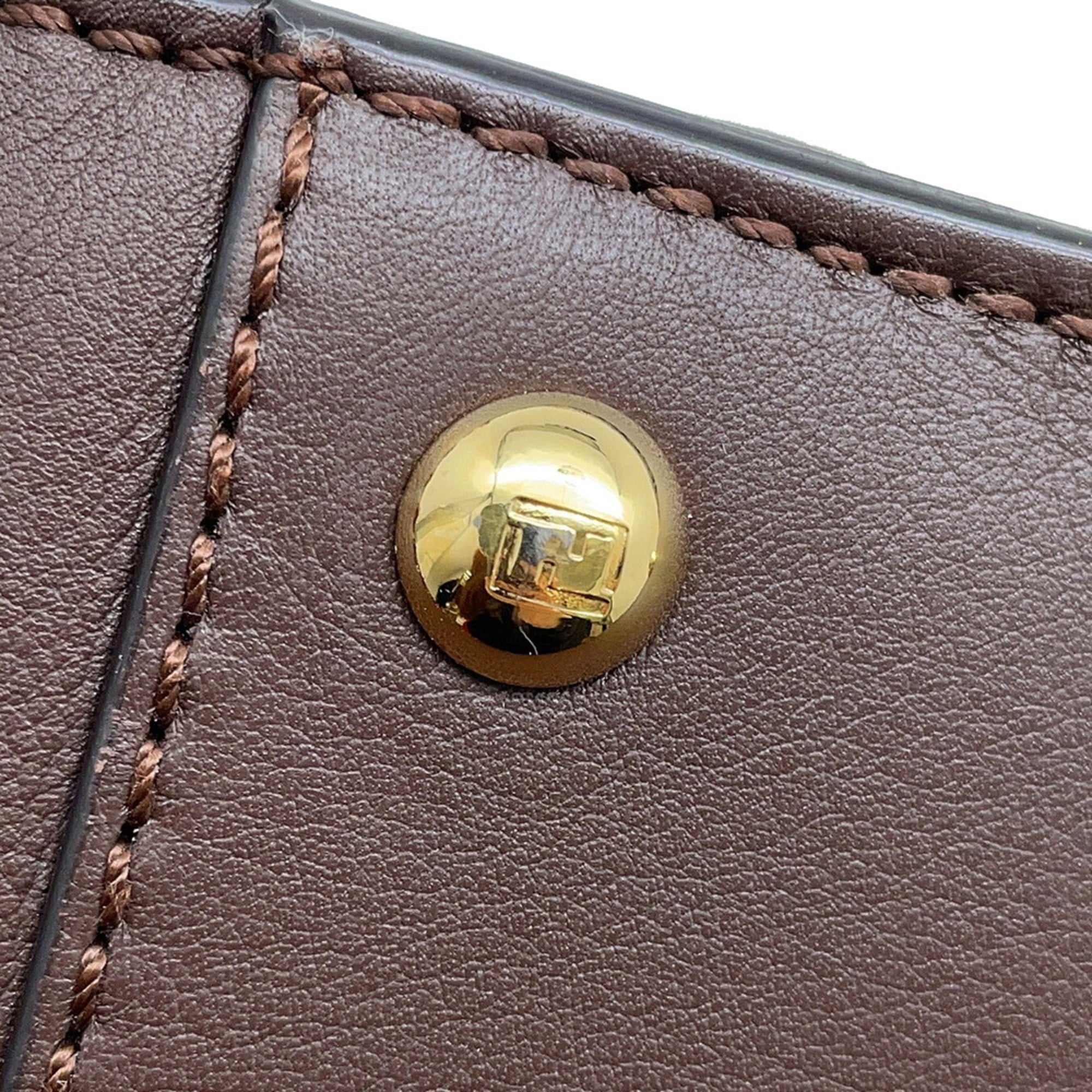 Fendi Brown Leather Handbag Shoulder Bag (Pre-Owned)