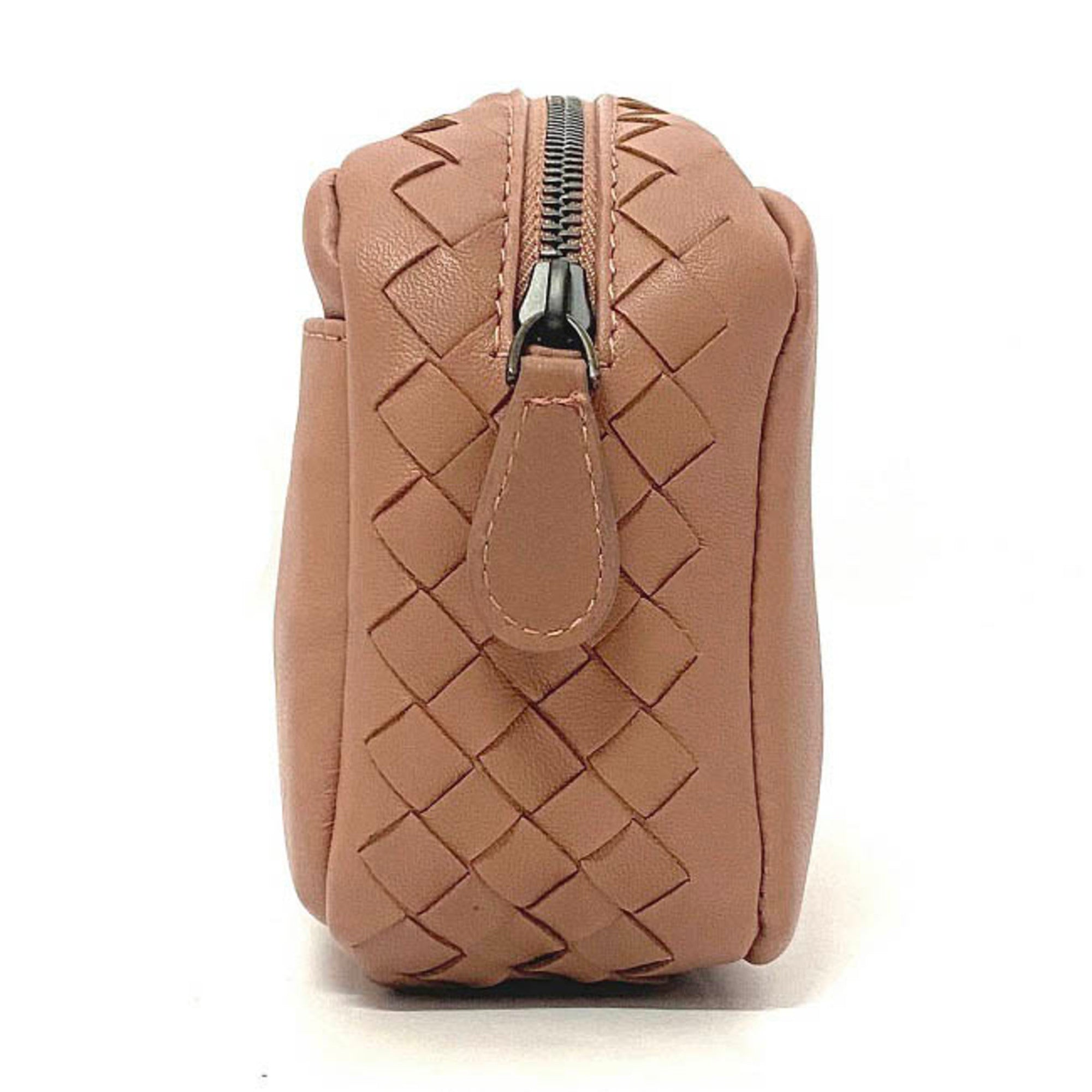 Bottega Veneta Intrecciato Pink Beige Leather Pouch (Pre-Owned)