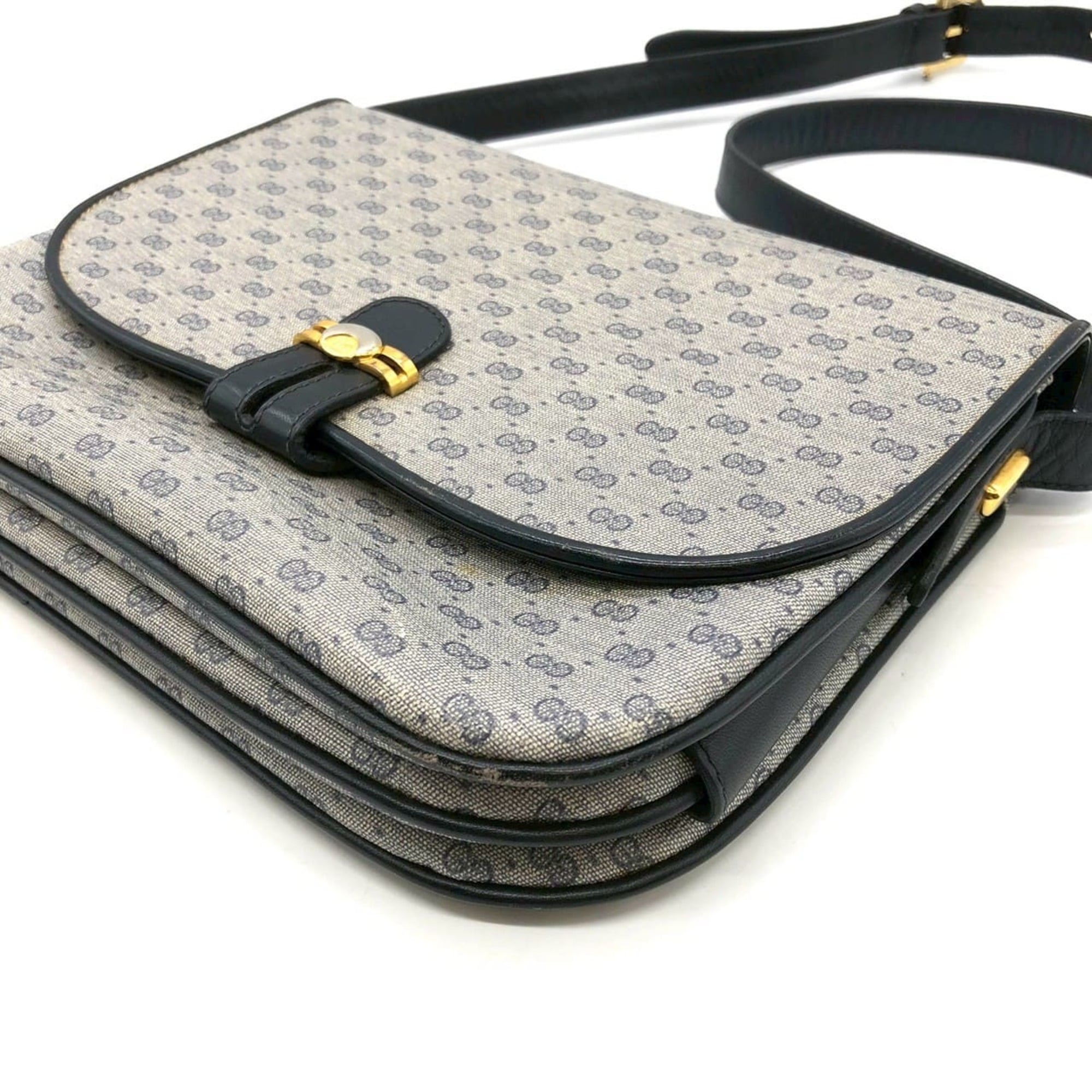 Gucci Navy Micro Gg Leather Leather Shoulder Bag (Pre-Owned)