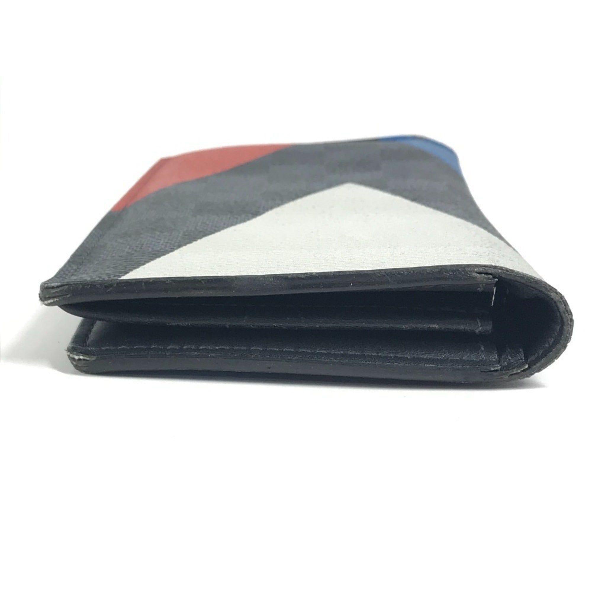 Louis Vuitton Blue Navy Red Color White Long Wallet (Bi-Fold) (Pre-Owned)