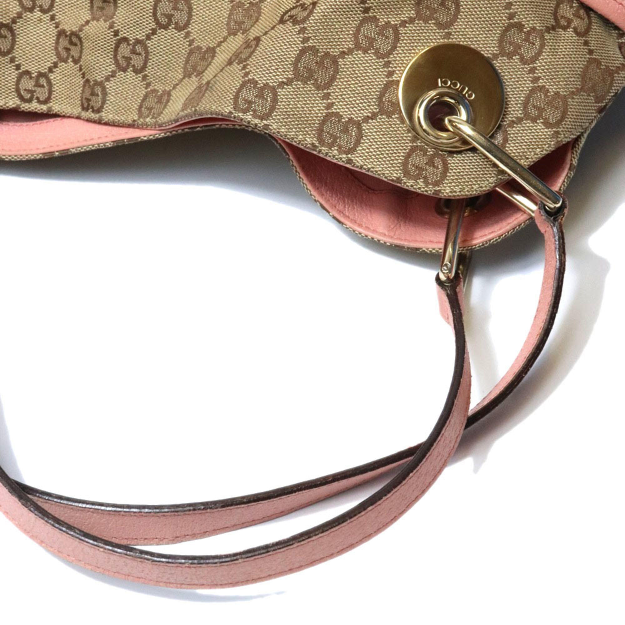 Gucci Beige Beige Pink Gg Canvas Tote Bag (Pre-Owned)