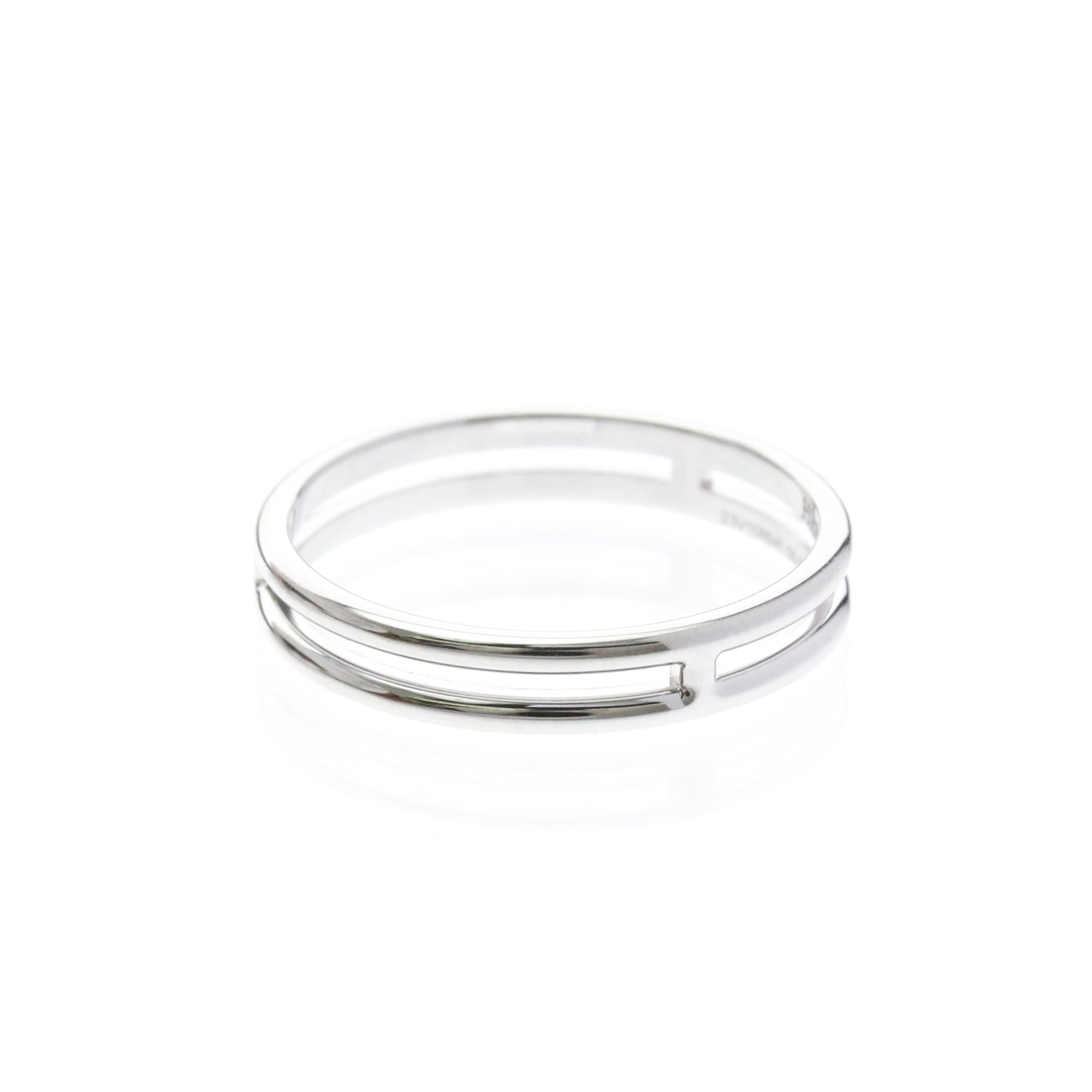 Hermes Ariane Wedding Band Ring 18K White Gold Silver White_Gold Ring Jewelry (Pre-Owned)