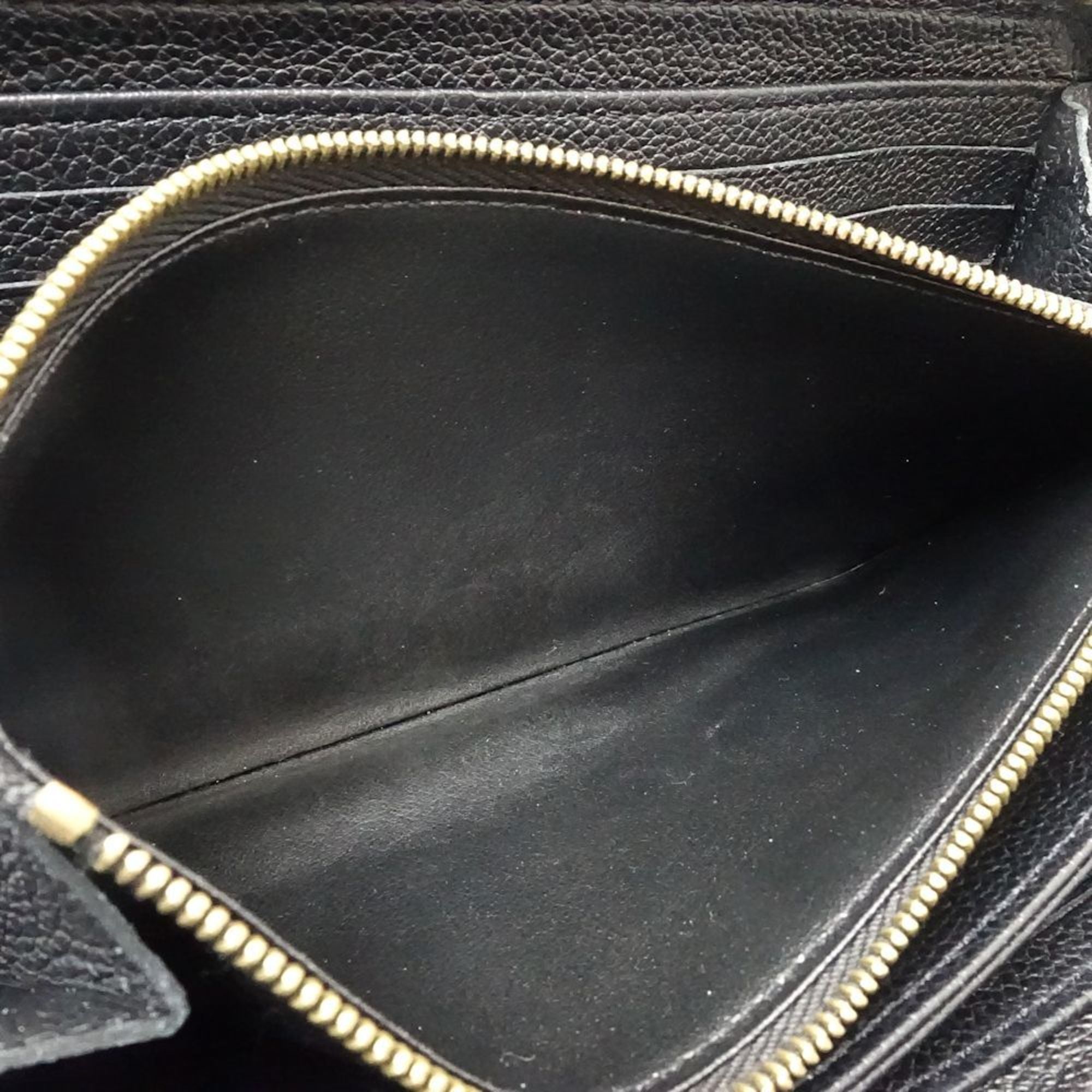 Louis Vuitton Black Leather Long Wallet (Bi-Fold) (Pre-Owned)