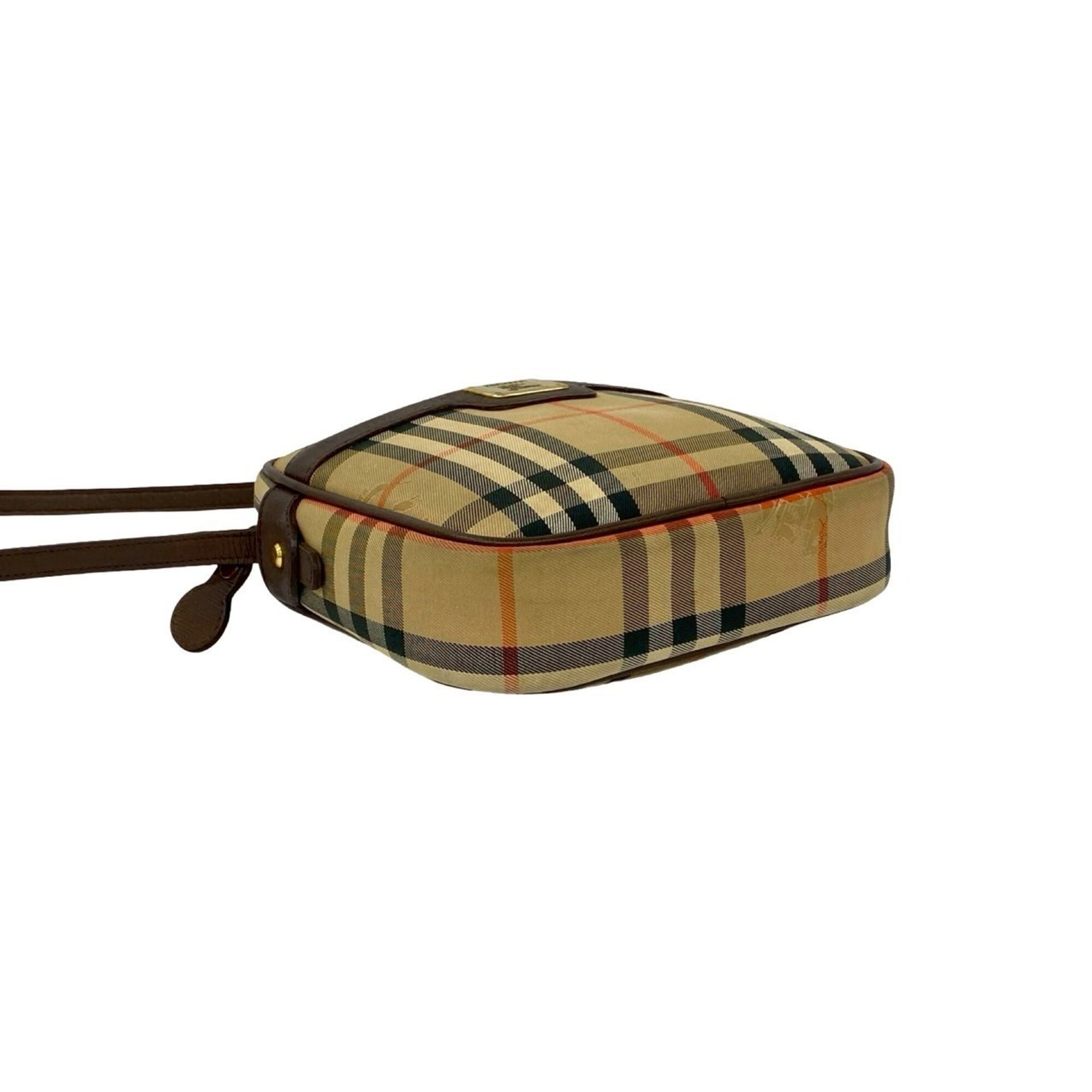 Burberry Beige Brown Canvas Leather Shoulder Bag (Pre-Owned)