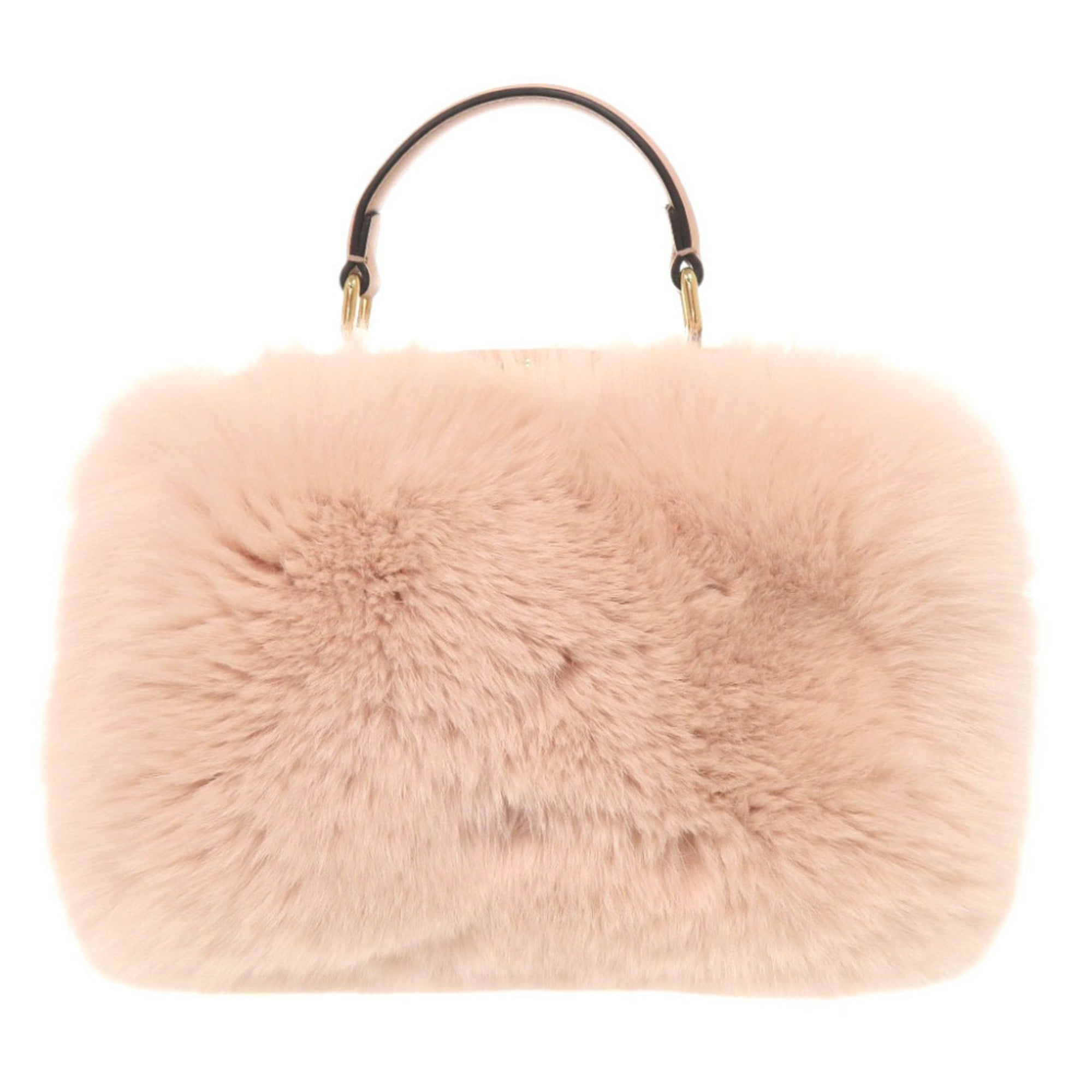 Fendi Pink Leather Fur Handbag Shoulder Bag (Pre-Owned)