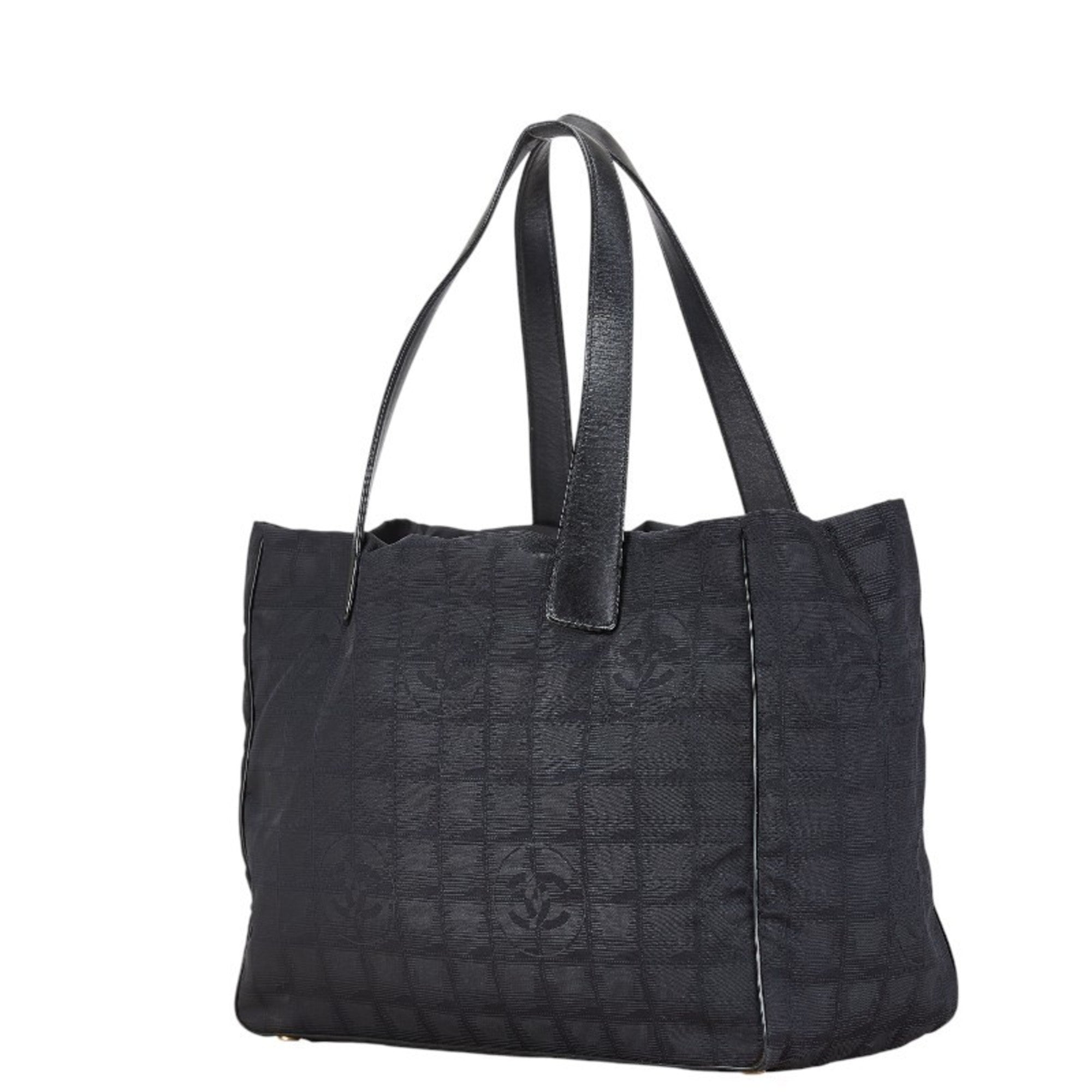Chanel New Travel Line Black Nylon Leather Tote Bag (Pre-Owned)