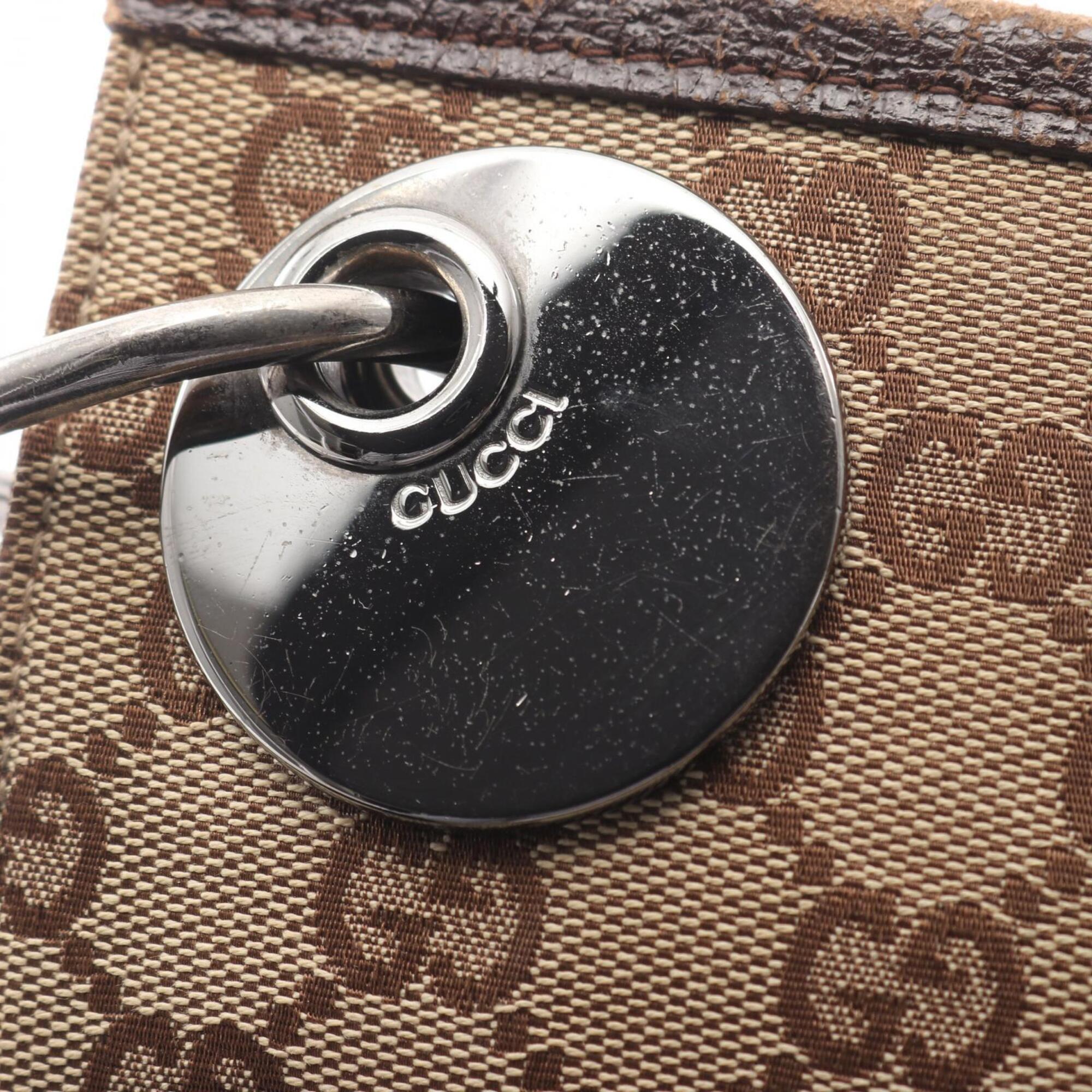 Gucci Beige Brown Canvas Leather Handbag Shoulder Bag (Pre-Owned)
