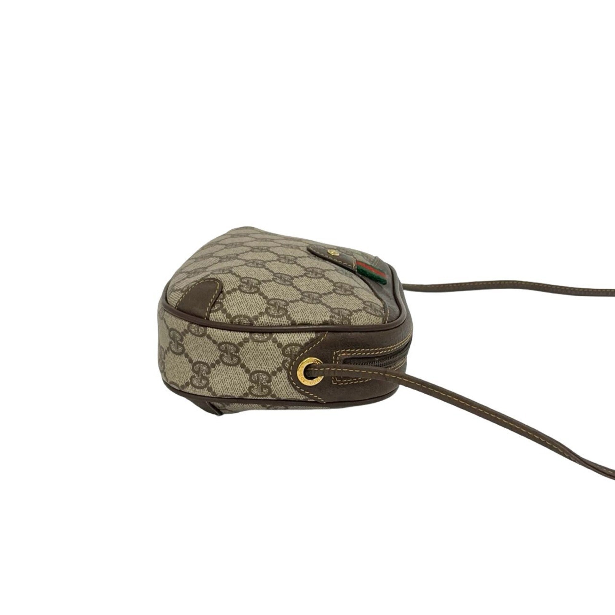 Gucci Brown Green Red Color Pvc Leather Shoulder Bag (Pre-Owned)