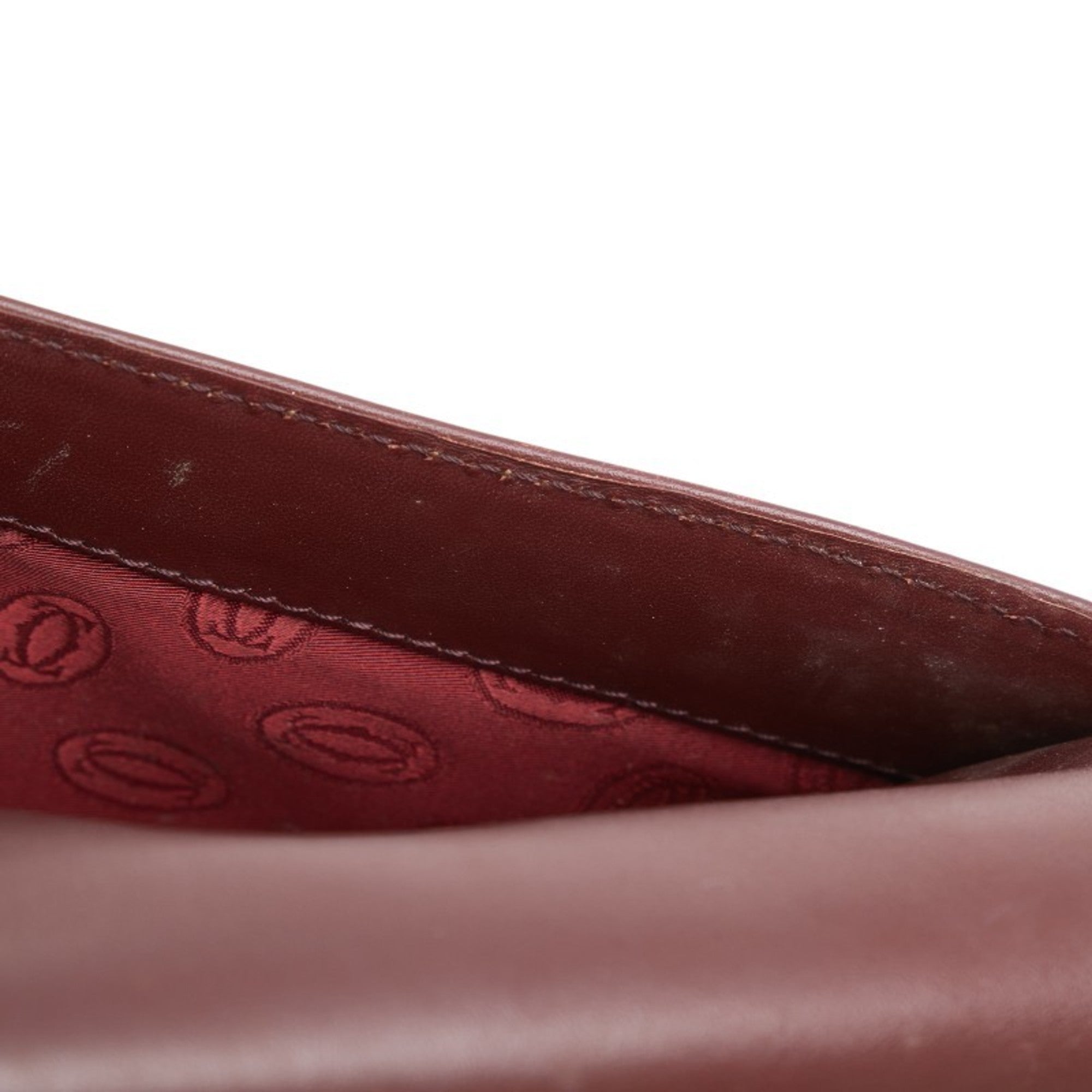 Cartier Bordeaux Wine Red Leather Shoulder Bag (Pre-Owned)