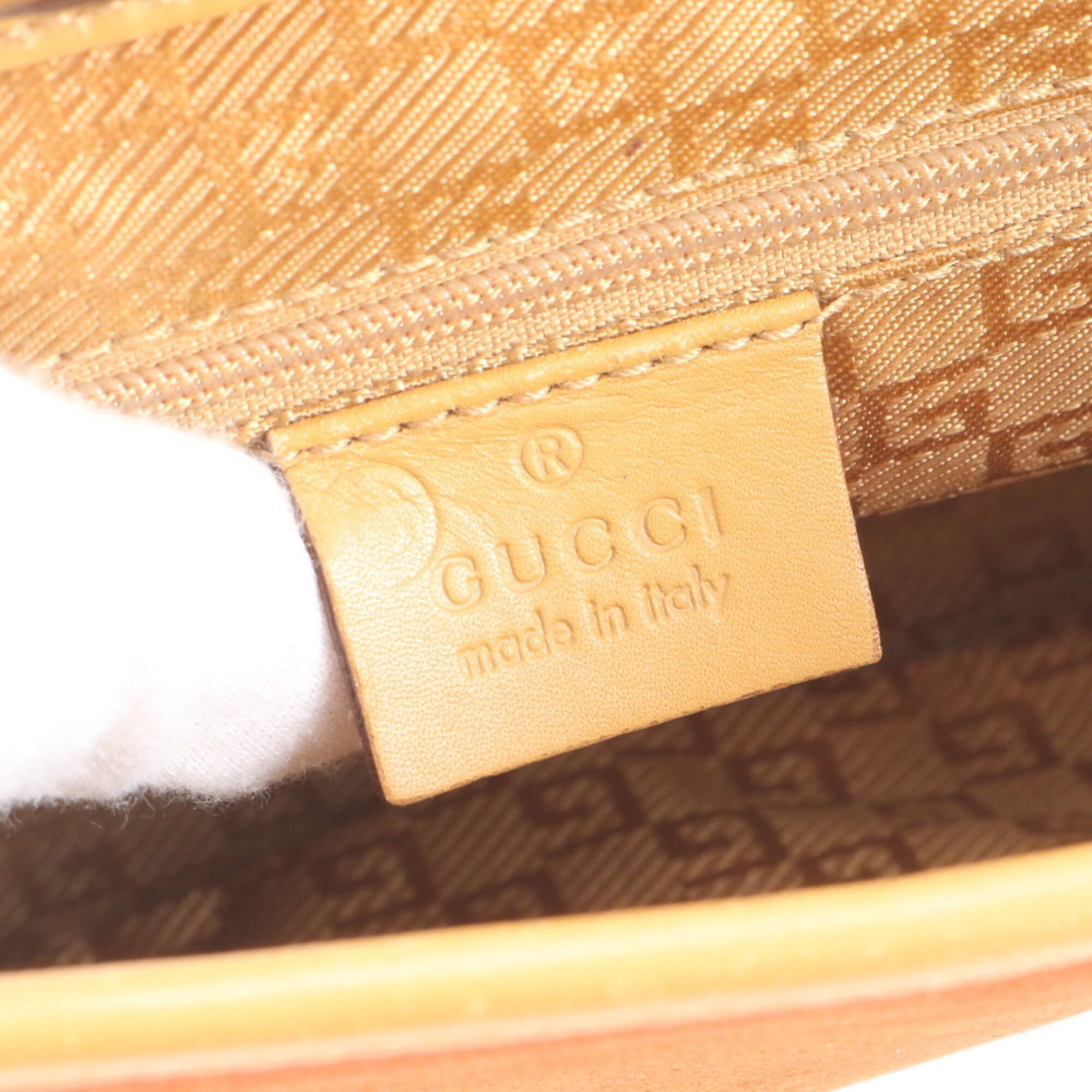 Gucci Beige Orange Leather Handbag Shoulder Bag (Pre-Owned)