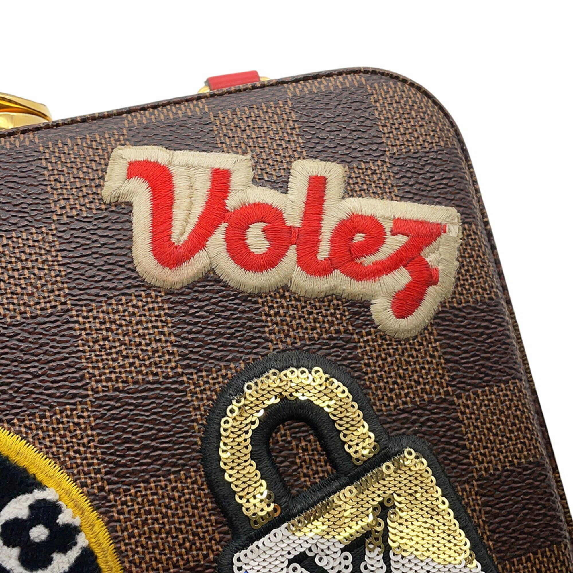 Louis Vuitton Brown Red Color Damier Canvas Handbag (Pre-Owned)