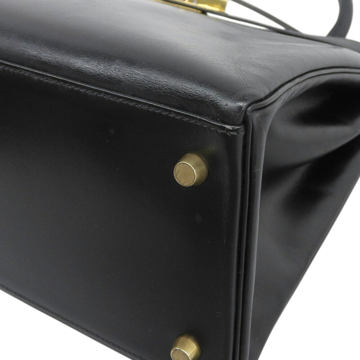 Hermes Black Box Calf Leather Handbag (Pre-Owned)