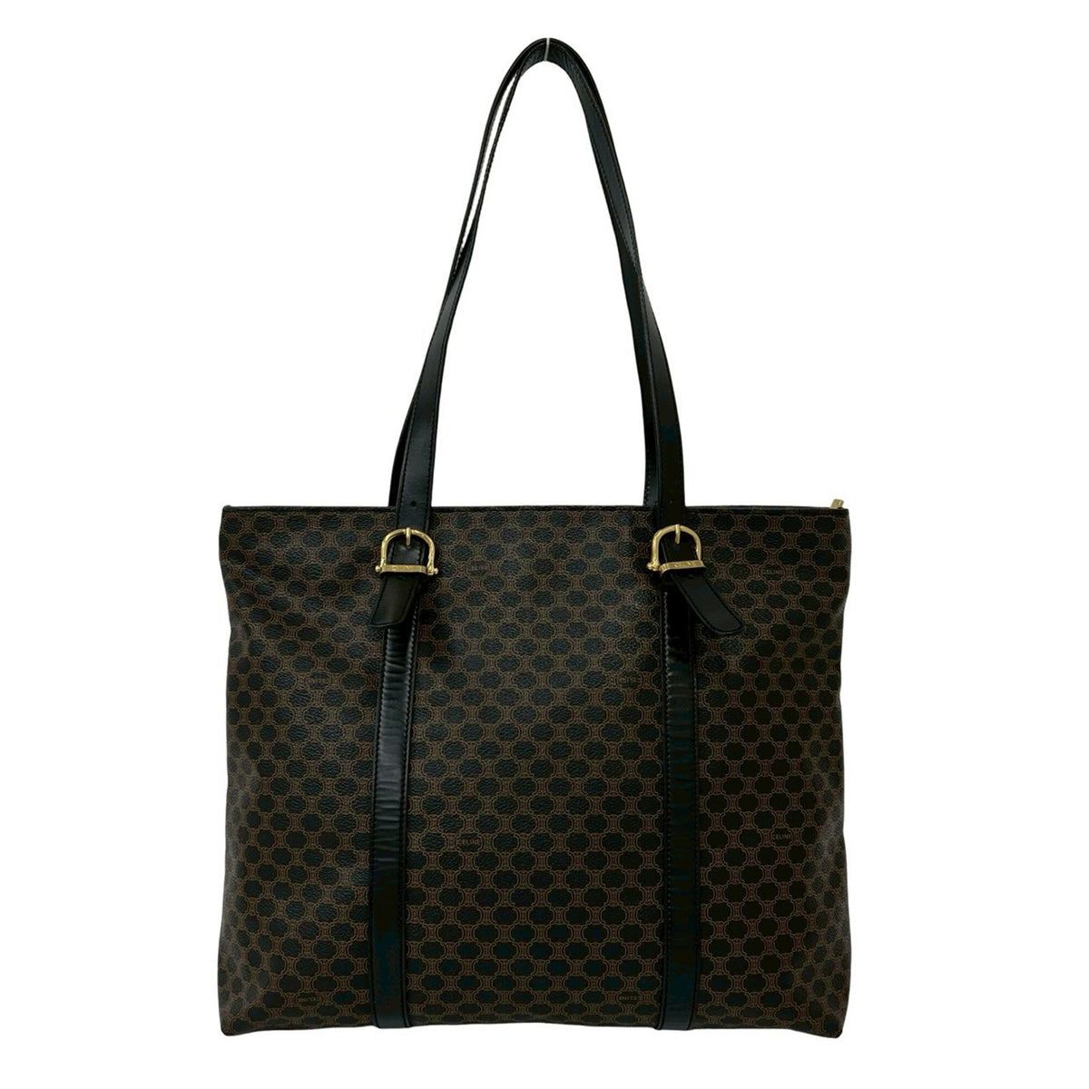 Celine Black Brown Leather Pvc Handbag Tote Bag (Pre-Owned)