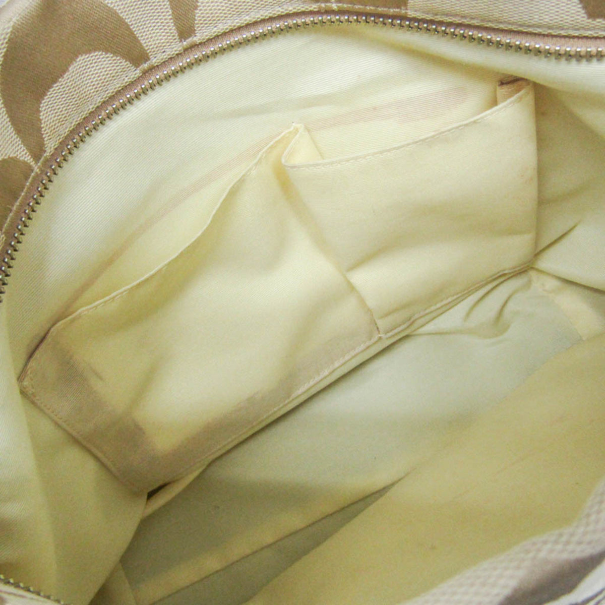 Coach Signature Light Beige Canvas Leather Shoulder Bag (Pre-Owned)