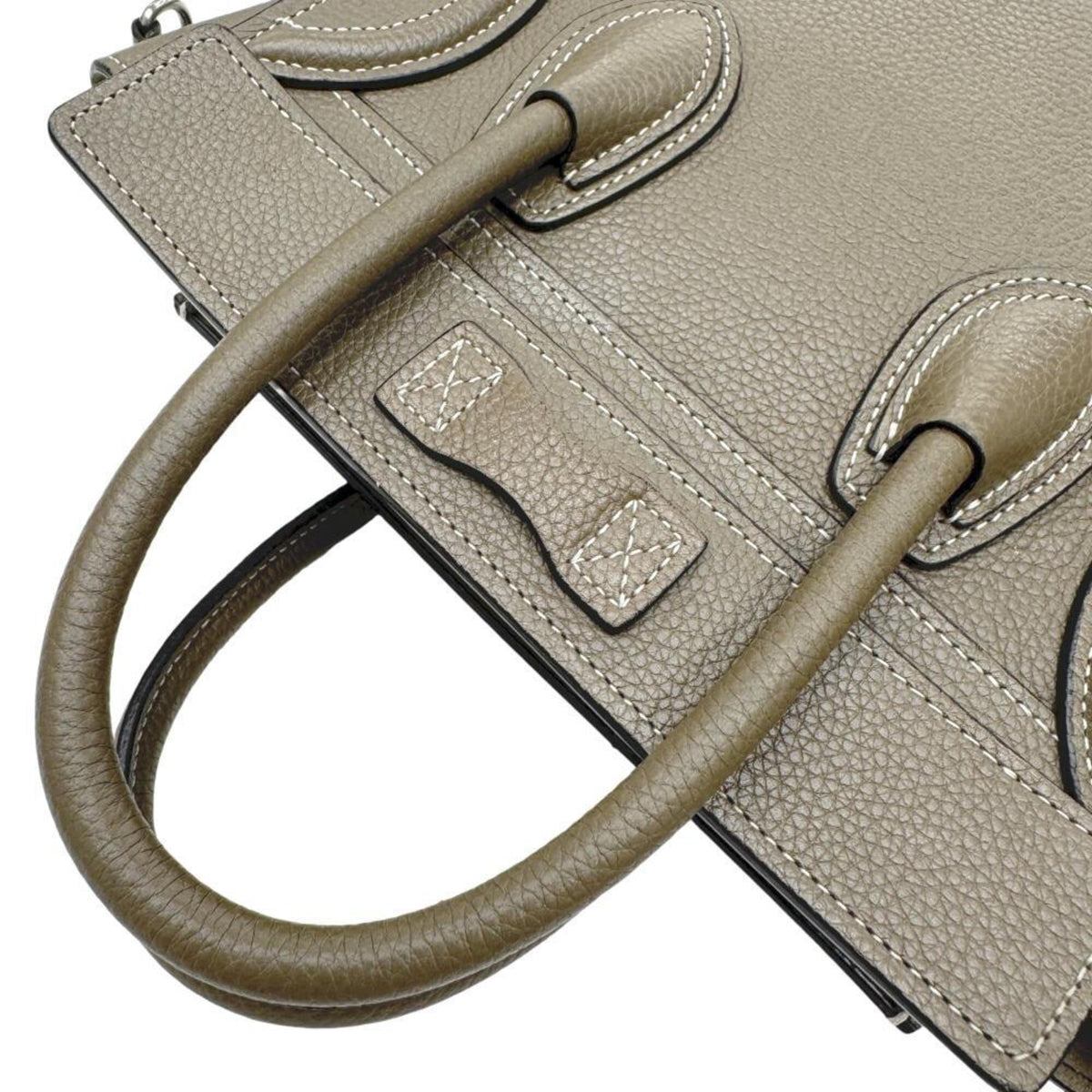 Celine Luggage Gray Beige Leather Handbag Shoulder Bag (Pre-Owned)