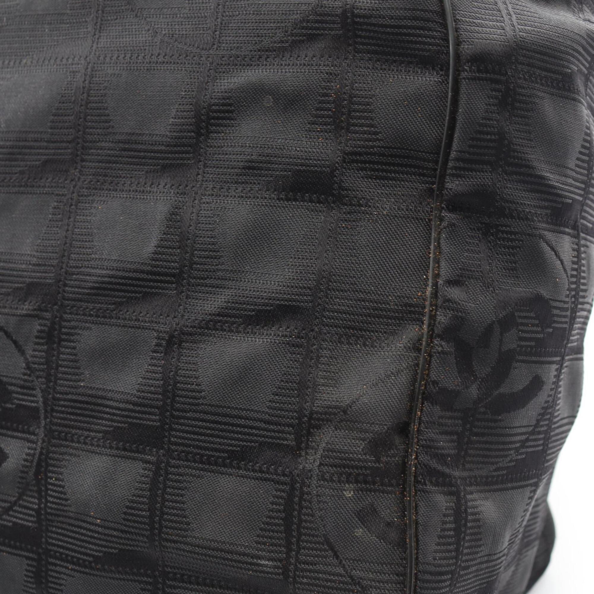 Chanel Black Leather Nylon Canvas Handbag Tote Bag (Pre-Owned)