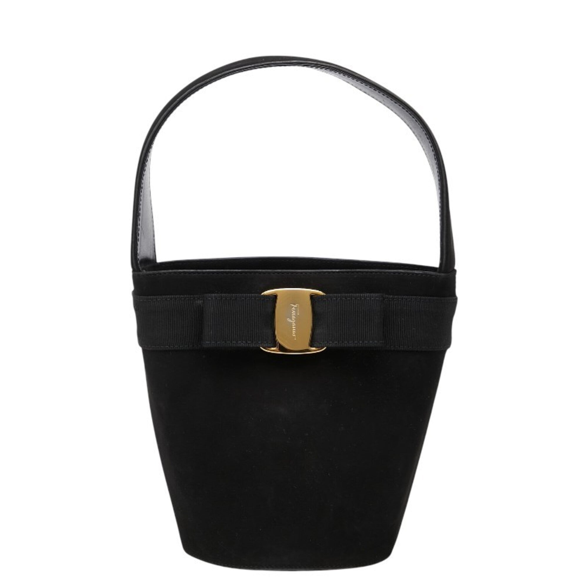Salvatore Ferragamo Black Suede Leather Handbag (Pre-Owned)