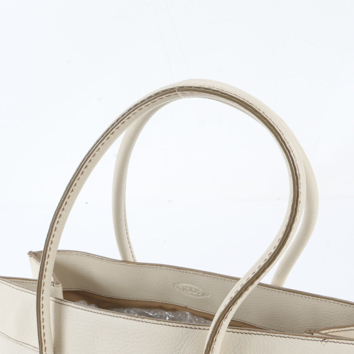 Tod's Ivory Leather Handbag Shoulder Bag Tote Bag (Pre-Owned)