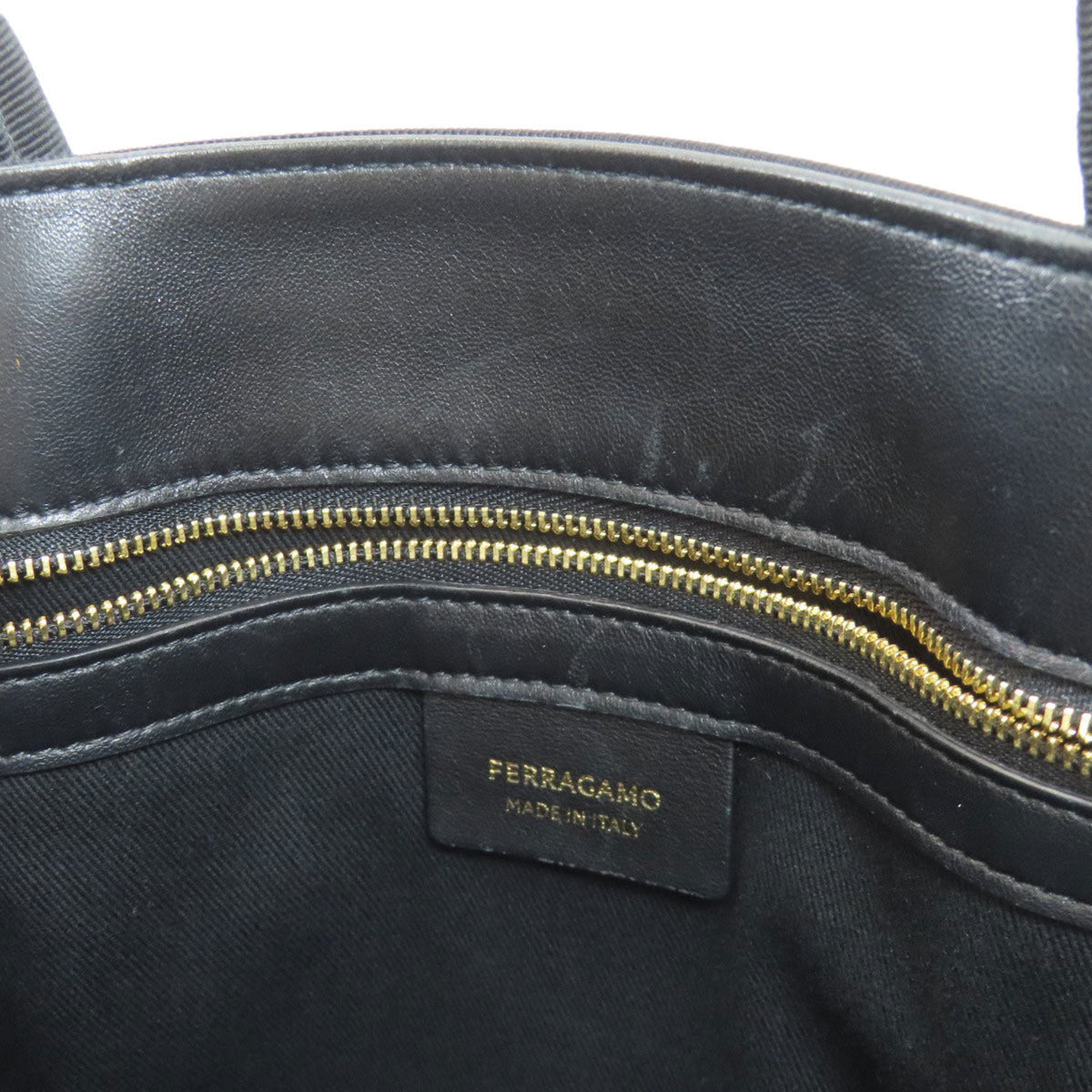 Salvatore Ferragamo Black Canvas Tote Bag (Pre-Owned)