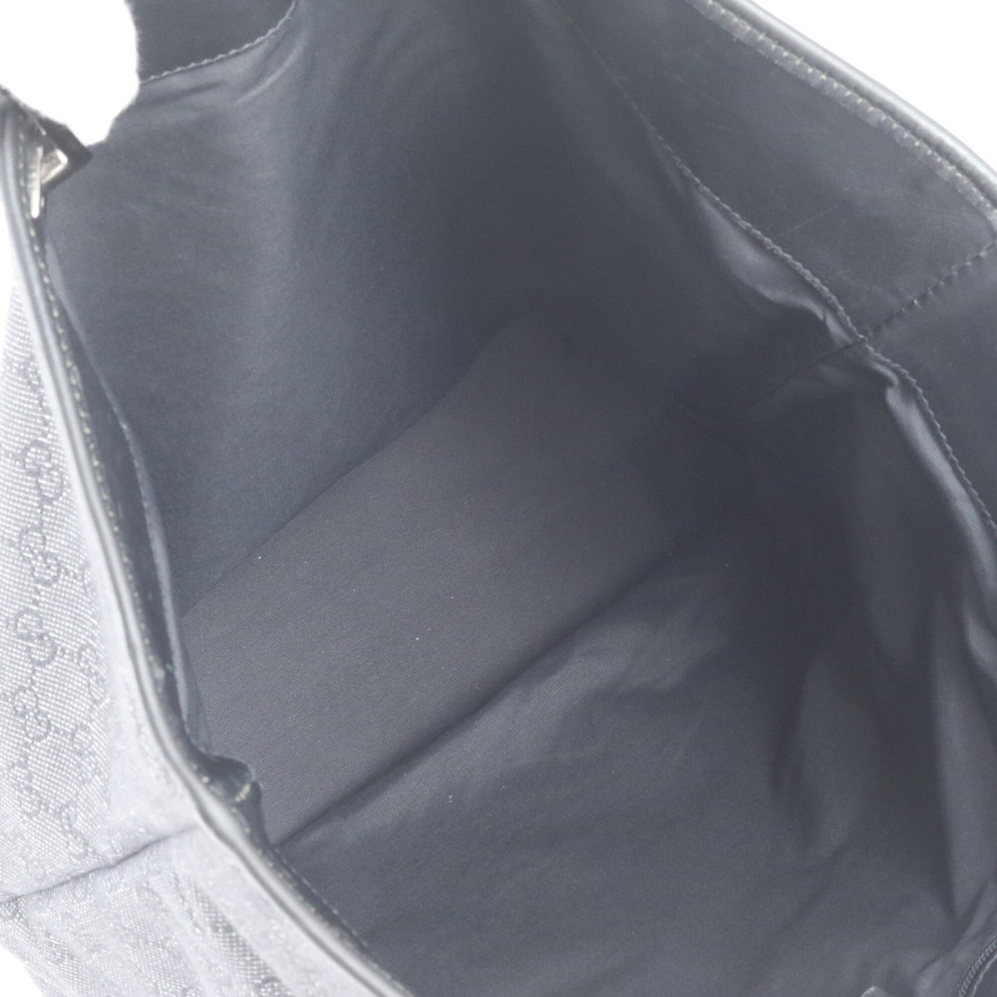 Gucci Gg Canvas Black Gg Canvas Leather Handbag Tote Bag (Pre-Owned)