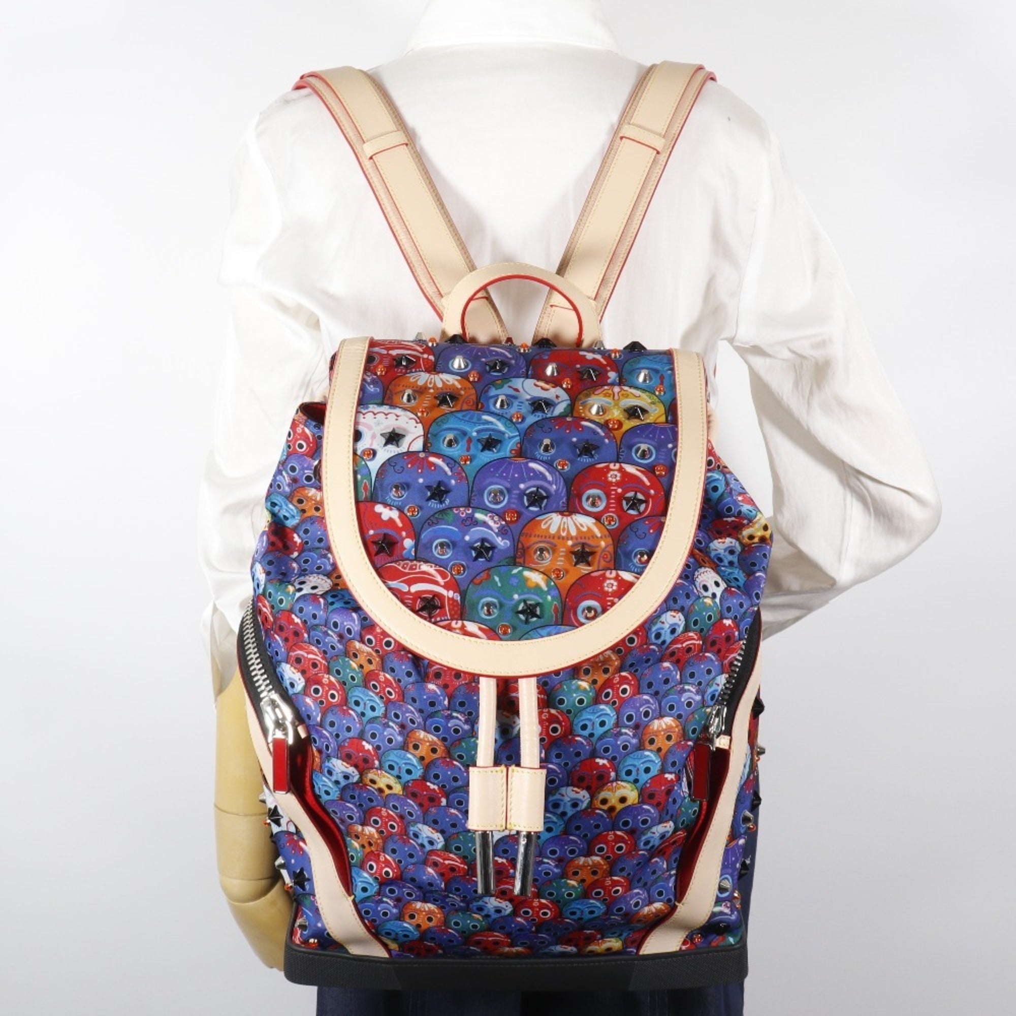Christian Louboutin Multi-Color Nylon Leather Backpack (Pre-Owned)