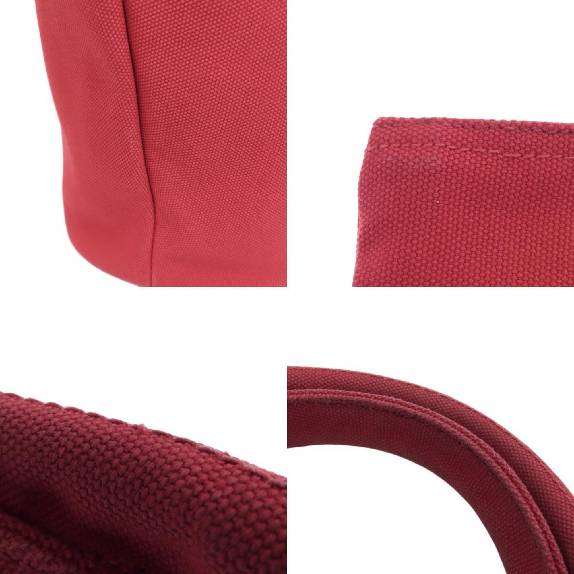 Prada Canapa Red Color Canvas Tote Bag (Pre-Owned)