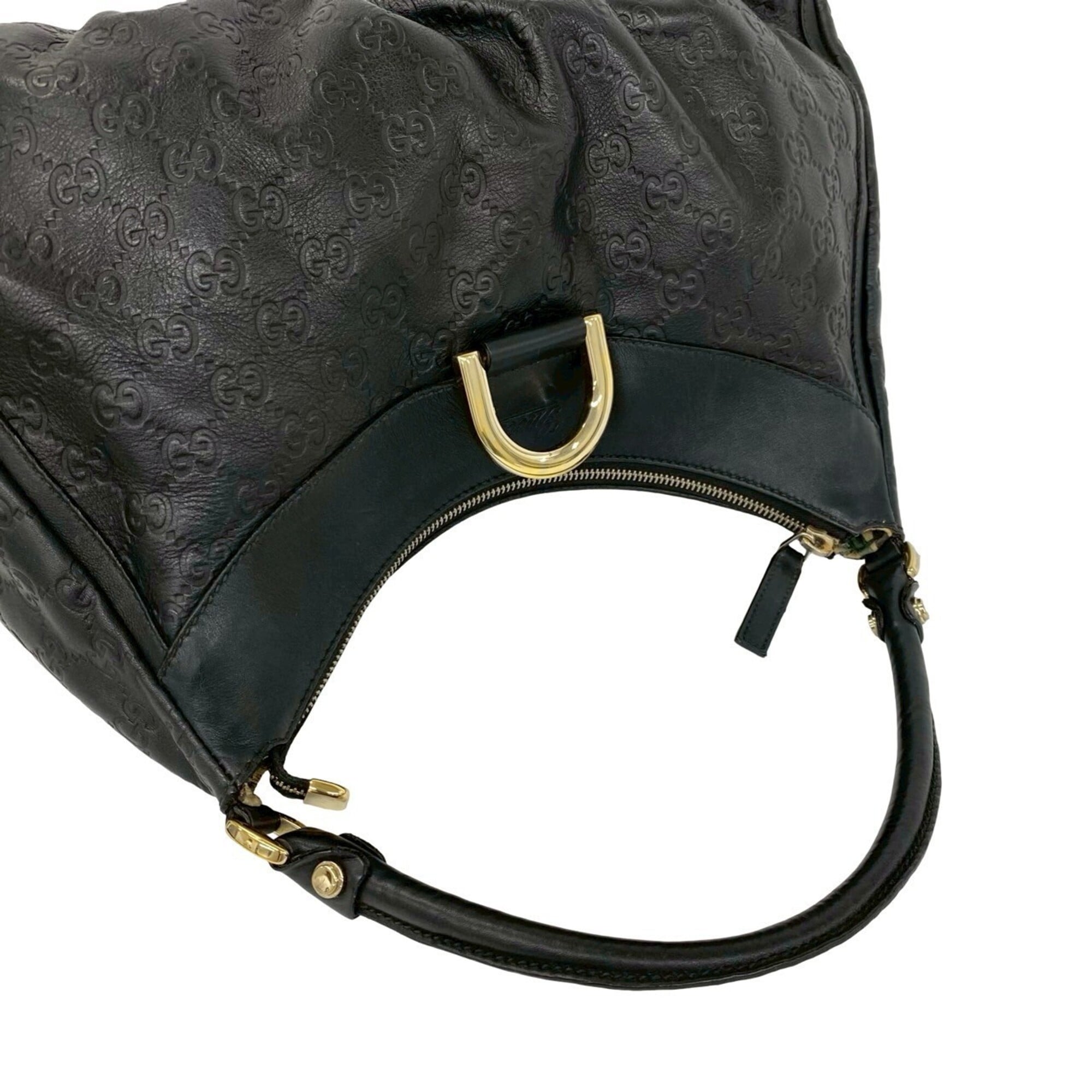 Gucci Black Leather Boston Bag Handbag Shoulder Bag (Pre-Owned)